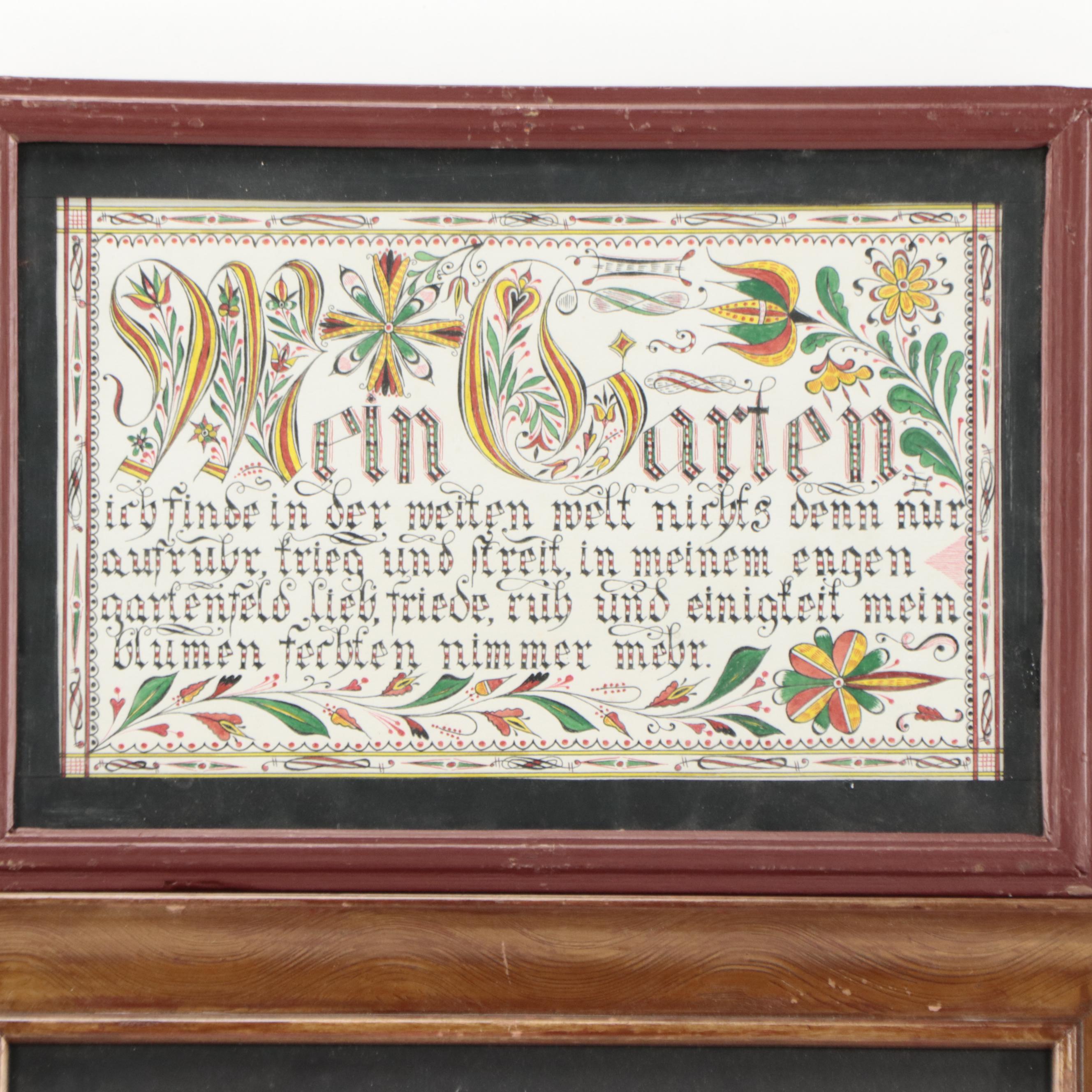 Two German "Blessing" Calligraphy Panels