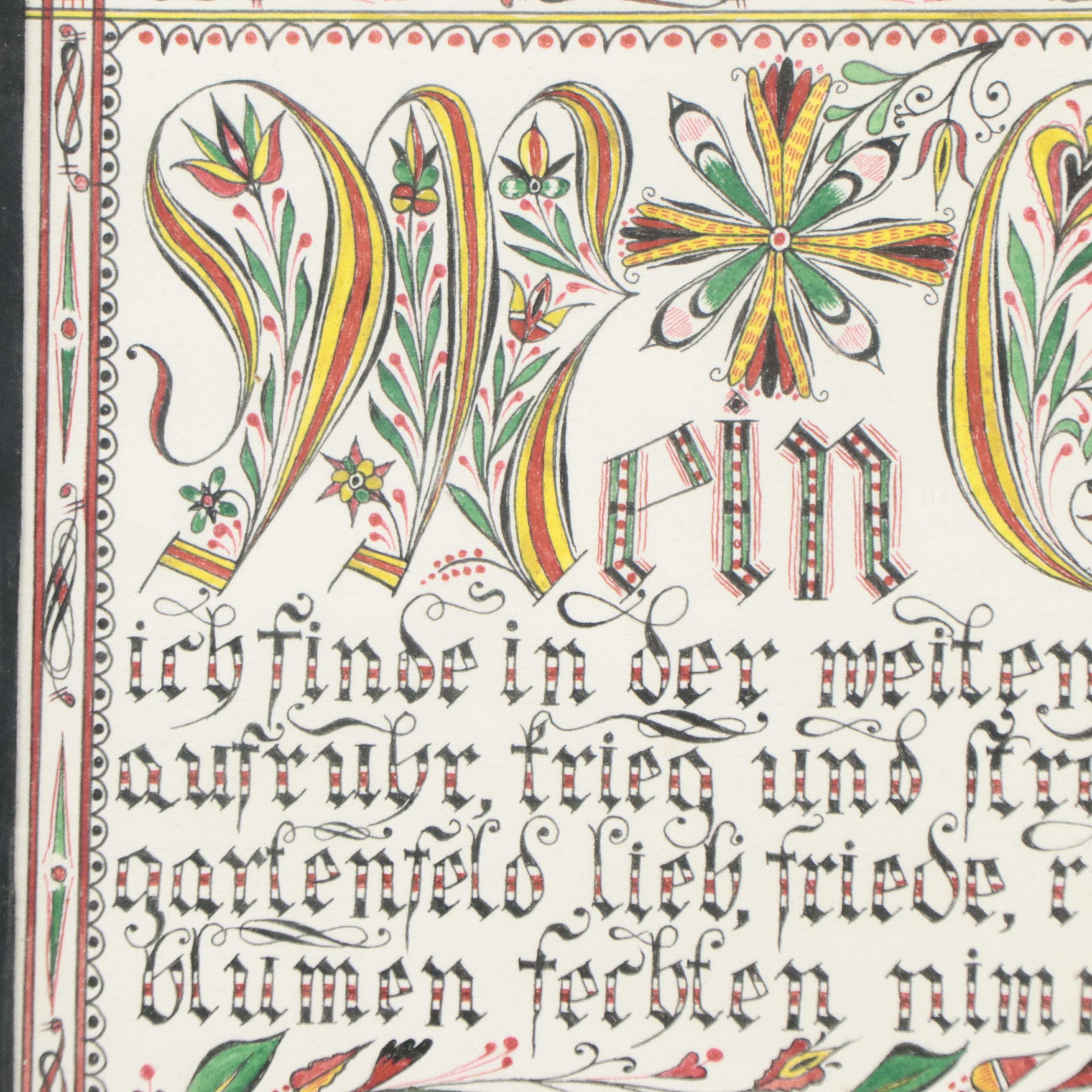 Two German "Blessing" Calligraphy Panels