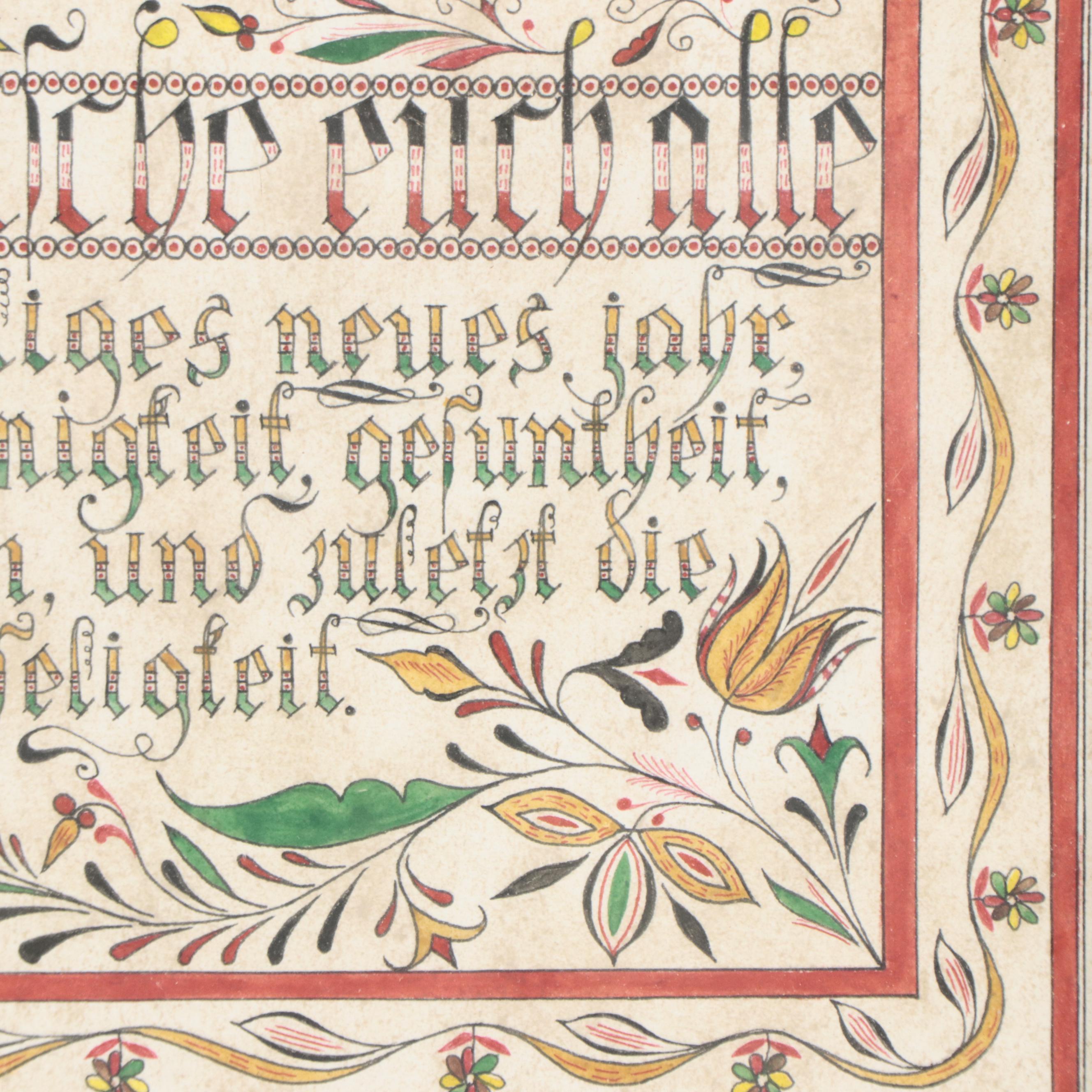 Two German "Blessing" Calligraphy Panels