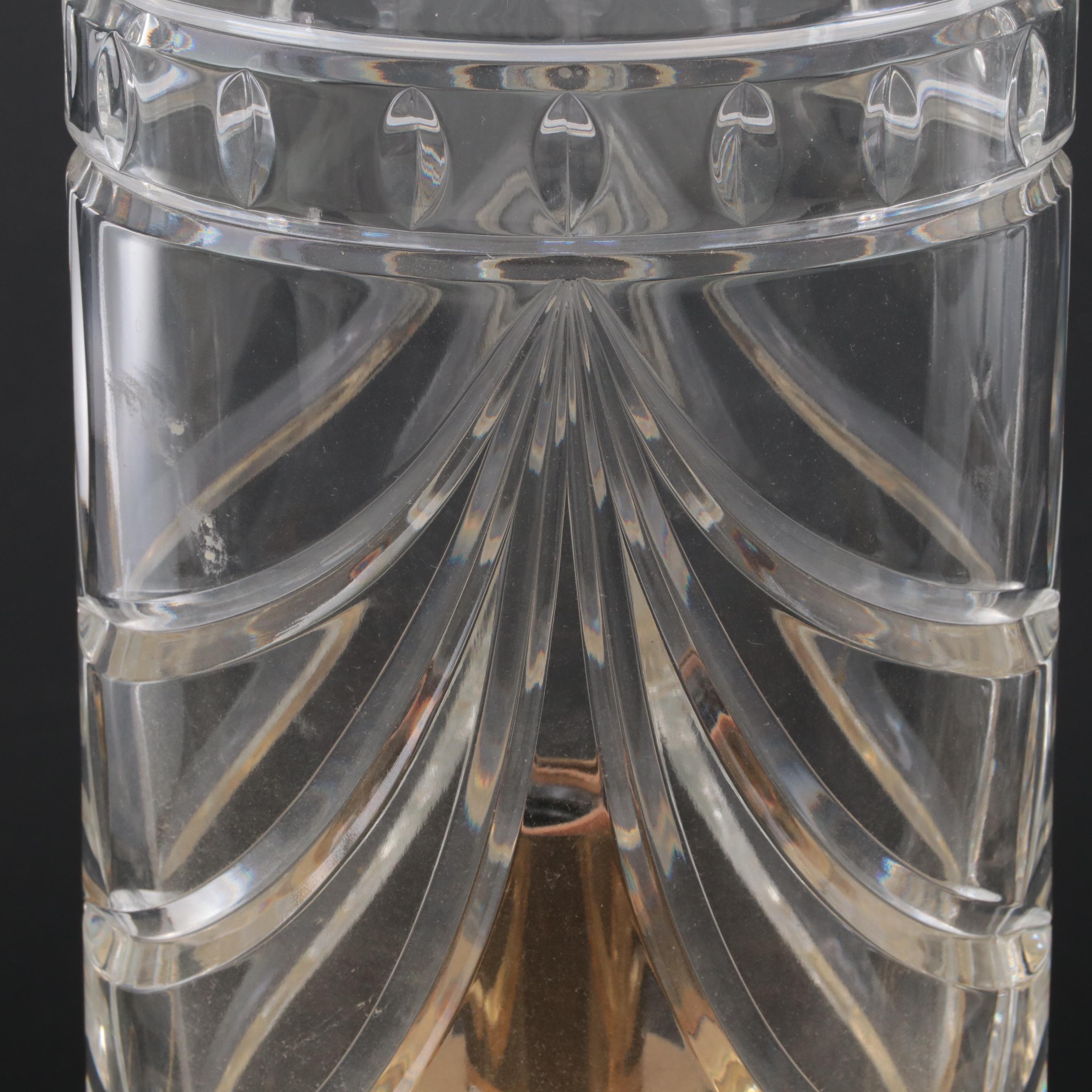 Waterford "Overture" Crystal and Brass Electric Hurricane Lamps