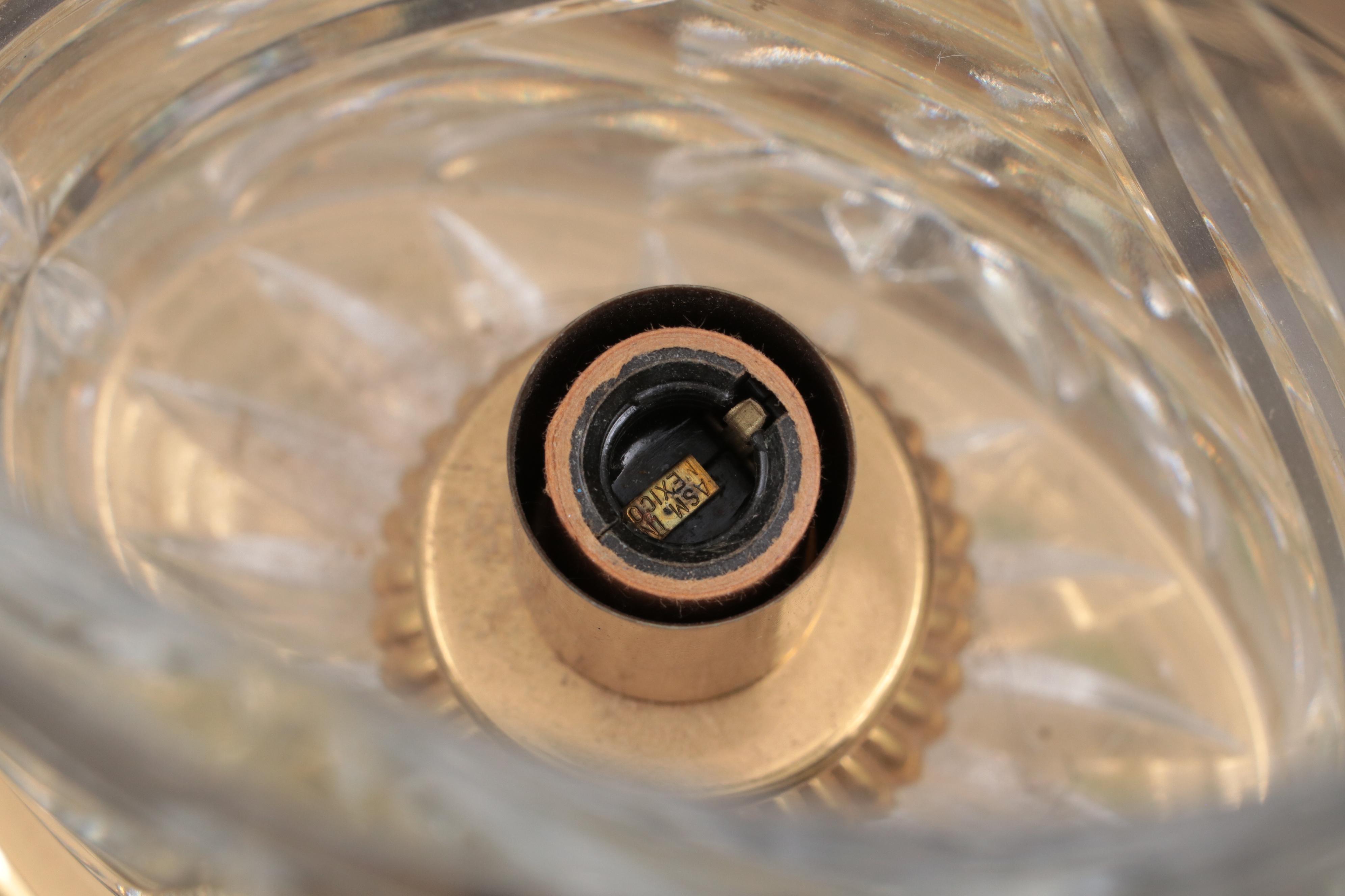 Waterford "Overture" Crystal and Brass Electric Hurricane Lamps