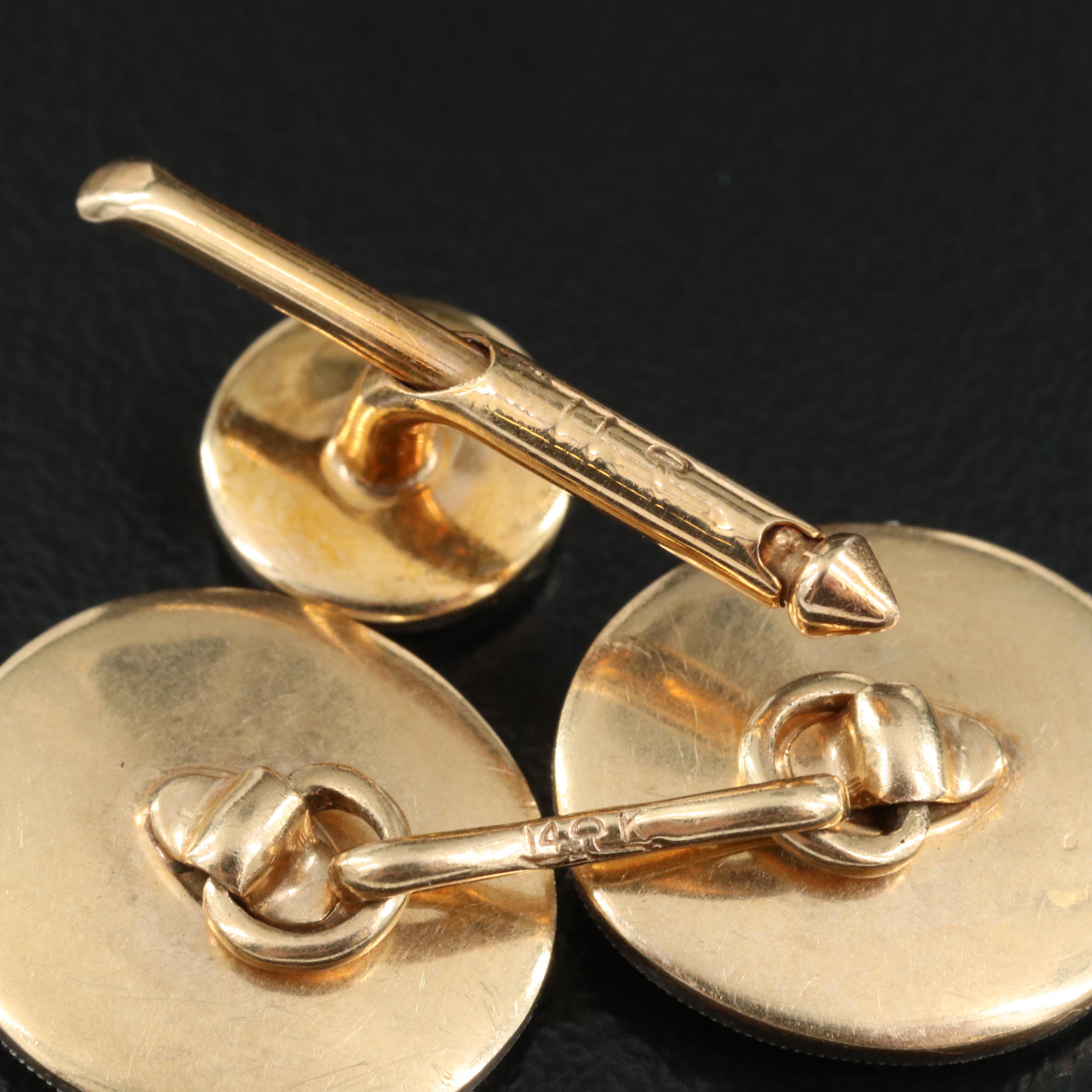 Antique Larter & Sons 14K Mother of Pearl and Diamond Tuxedo Set