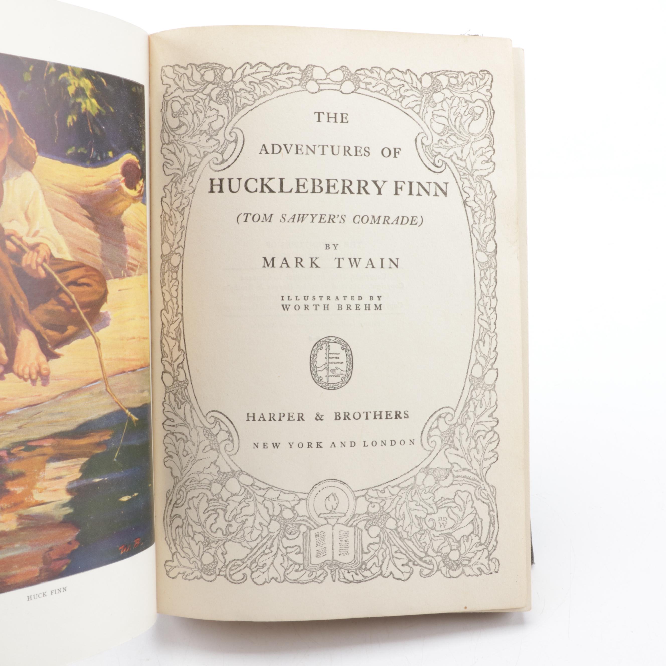 Worth Brehm Illustrated "The Adventures of Huckleberry Finn" by Mark Twain, 1943