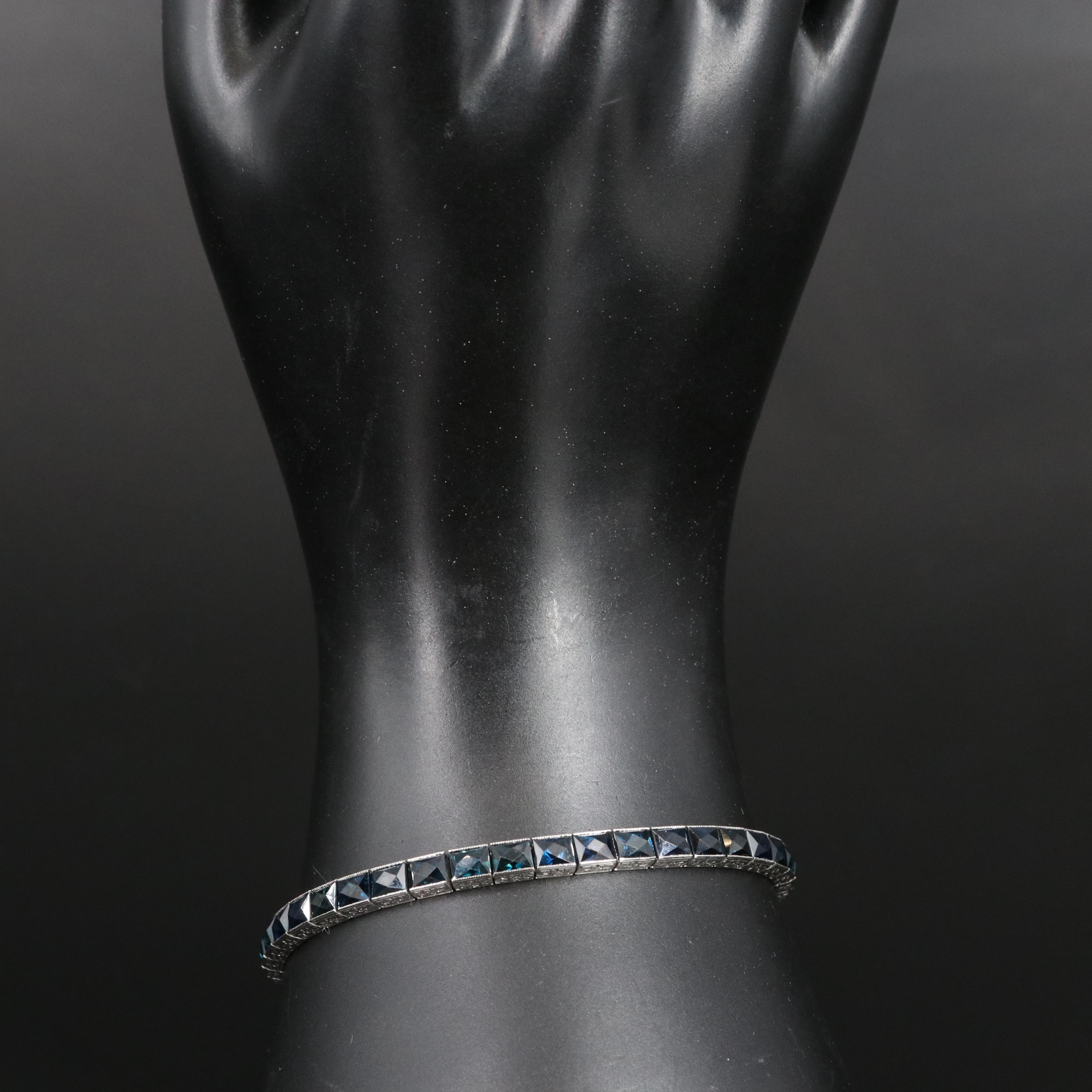 Art Deco Tiffany & Co. Platinum and 20.00 CTW French Cut Sapphire Bracelet