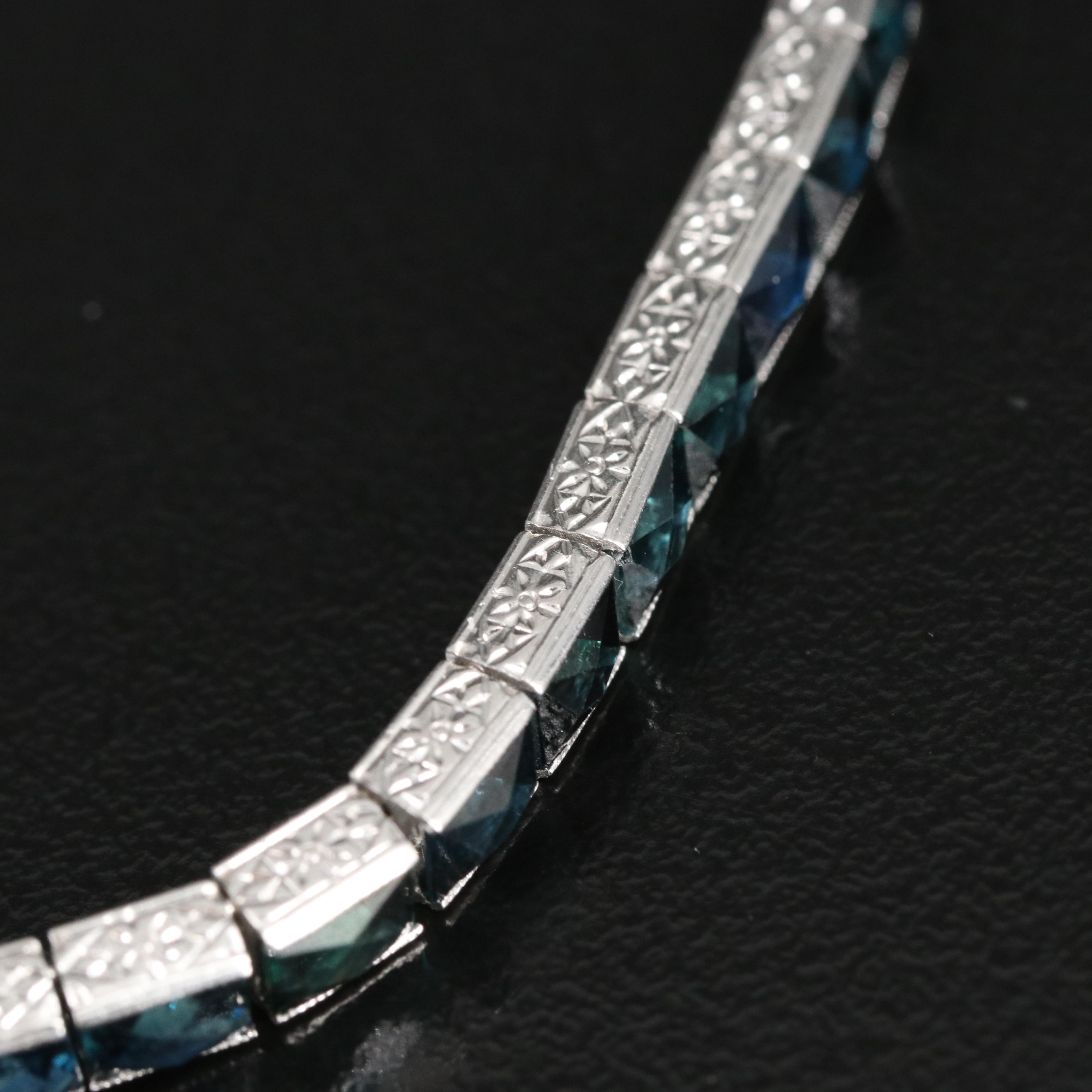 Art Deco Tiffany & Co. Platinum and 20.00 CTW French Cut Sapphire Bracelet