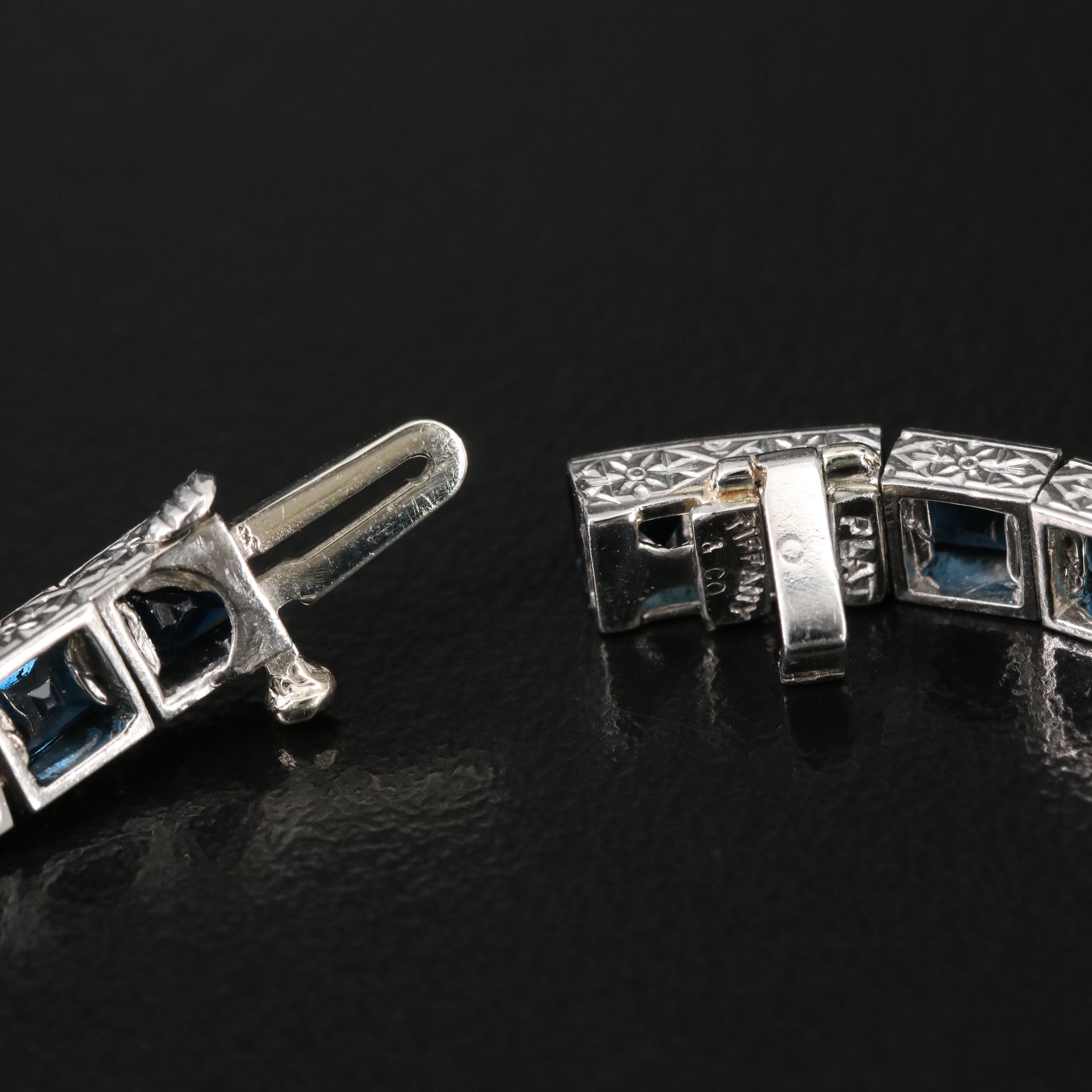 Art Deco Tiffany & Co. Platinum and 20.00 CTW French Cut Sapphire Bracelet