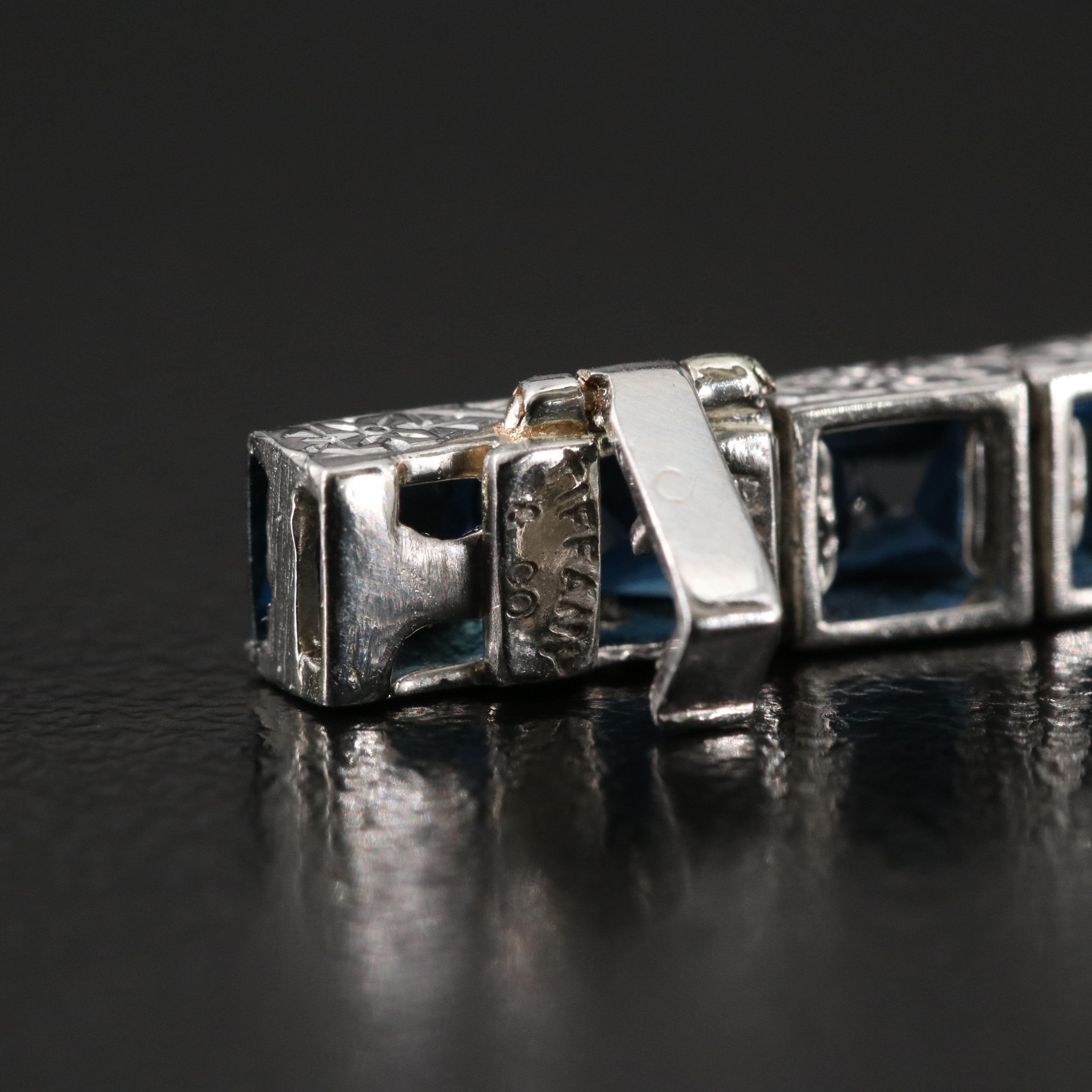Art Deco Tiffany & Co. Platinum and 20.00 CTW French Cut Sapphire Bracelet