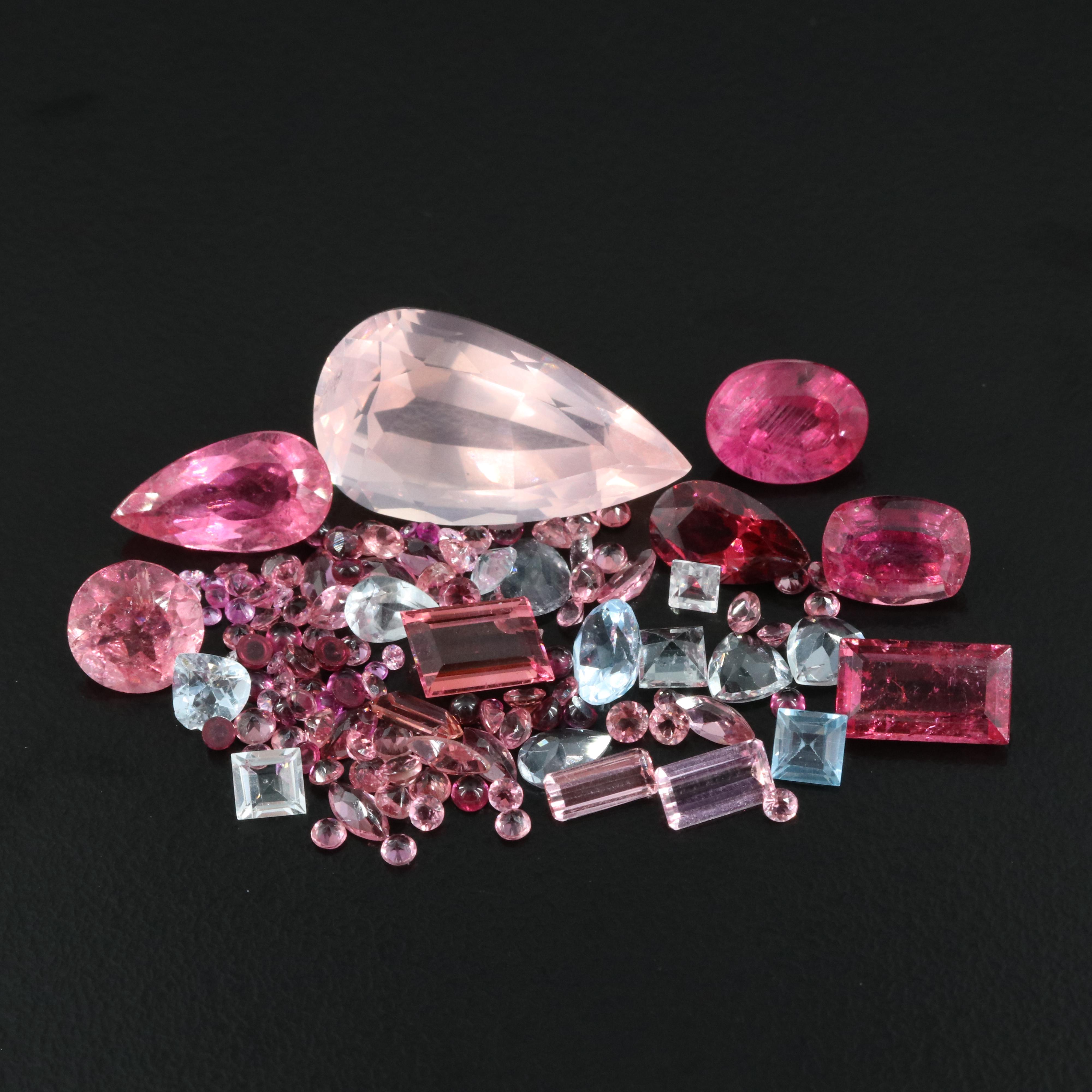 Loose 41.67 CTW  Tourmaline, Rose Quartz, Topaz