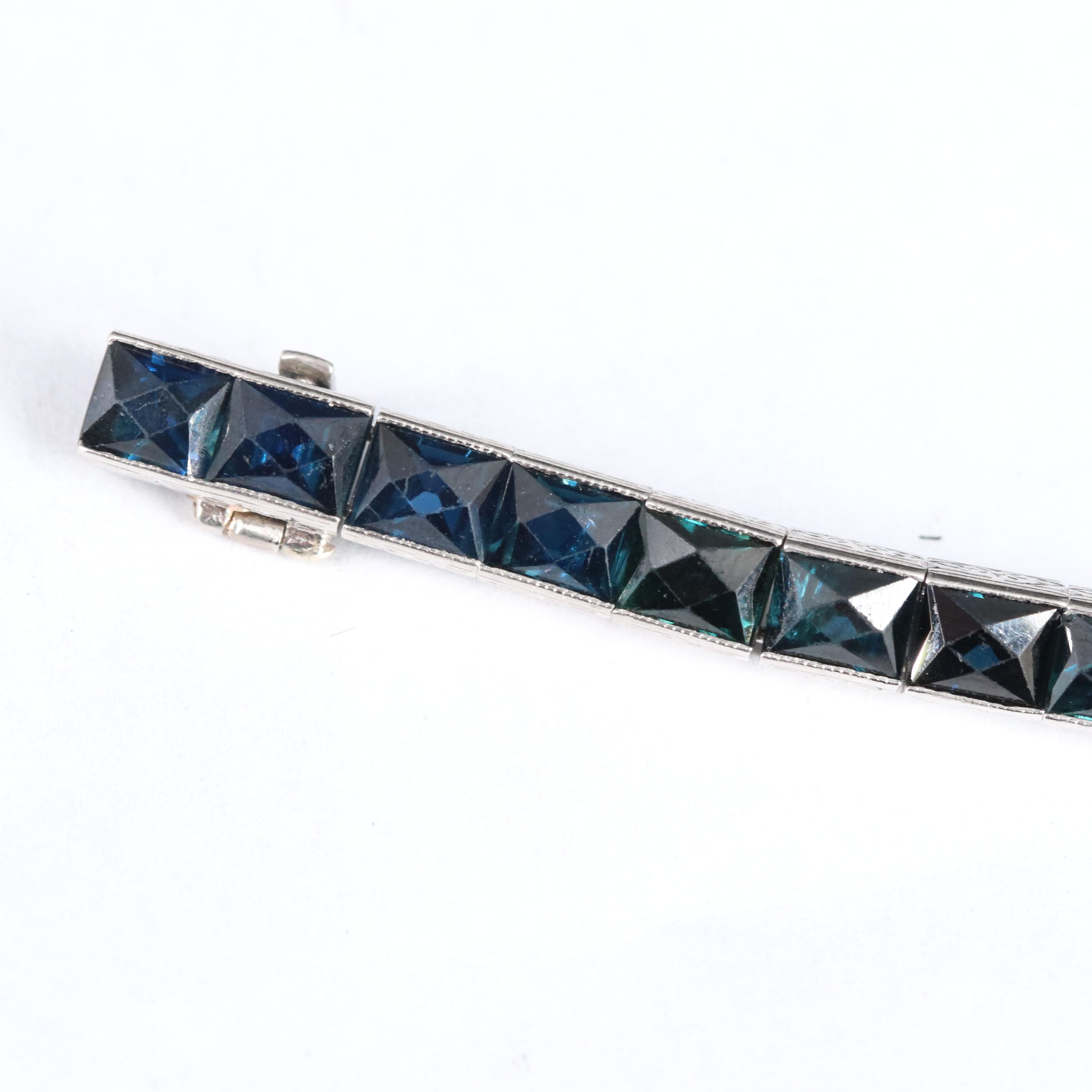 Art Deco Tiffany & Co. Platinum and 20.00 CTW French Cut Sapphire Bracelet