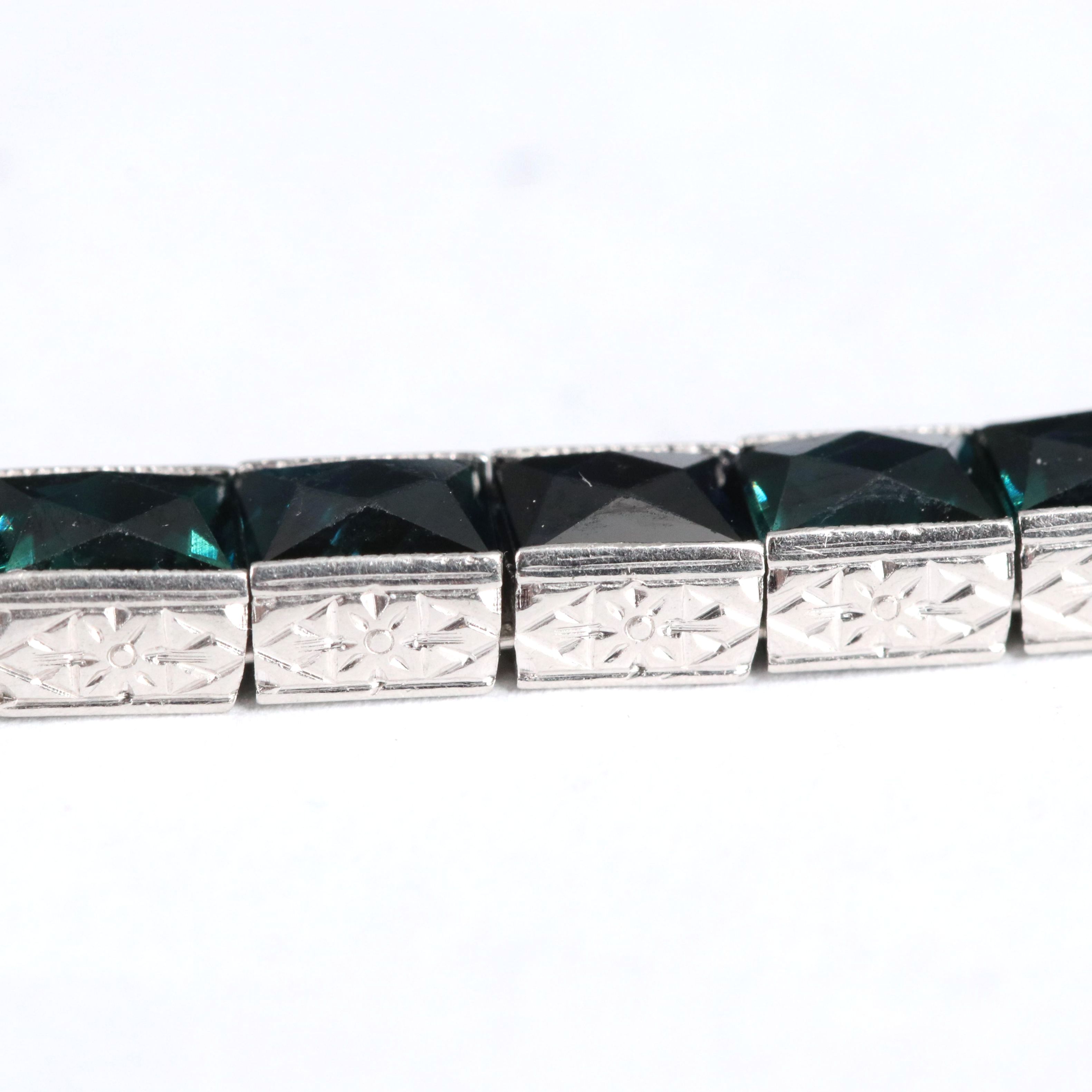 Art Deco Tiffany & Co. Platinum and 20.00 CTW French Cut Sapphire Bracelet