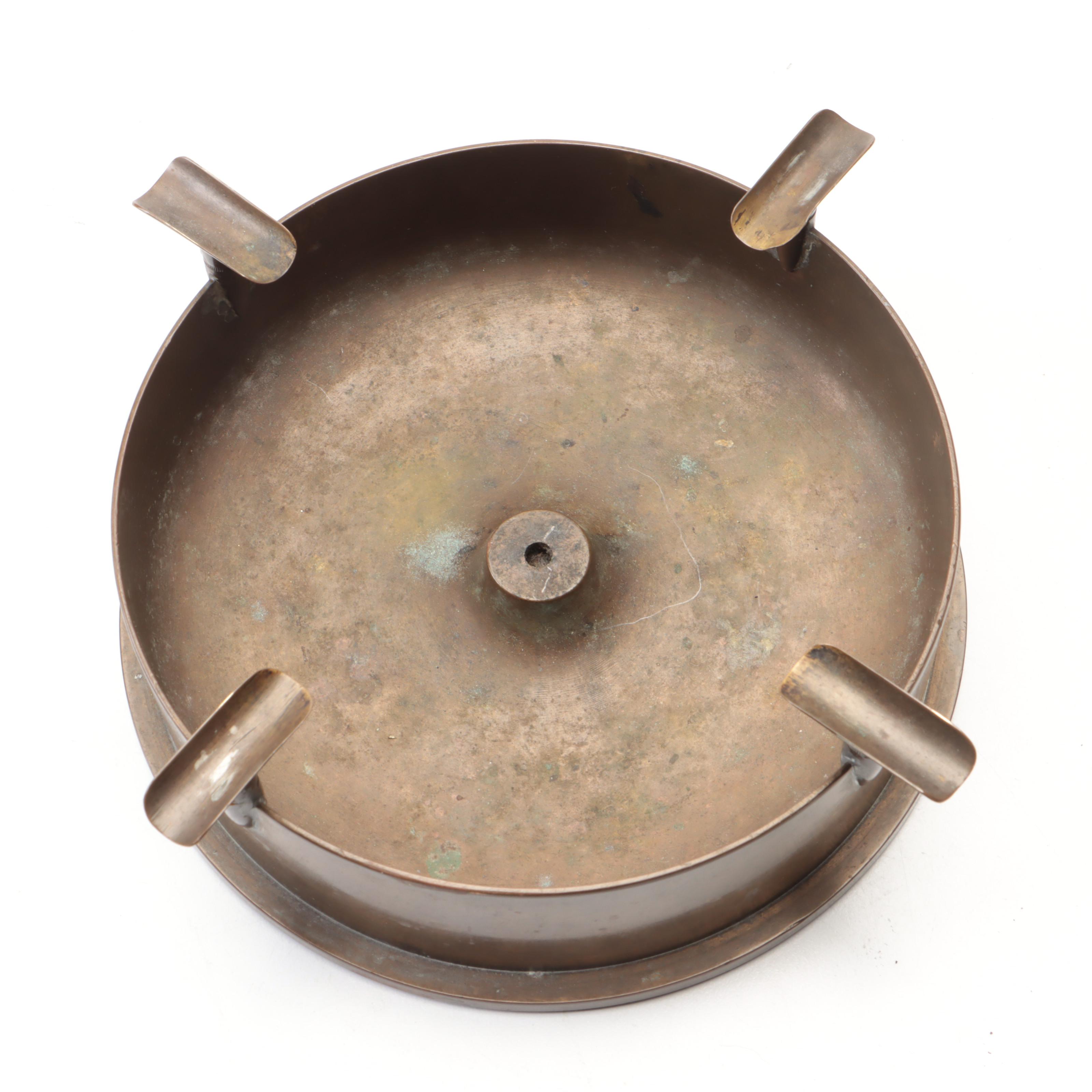 Trench Art Converted Shell Brass Ashtray