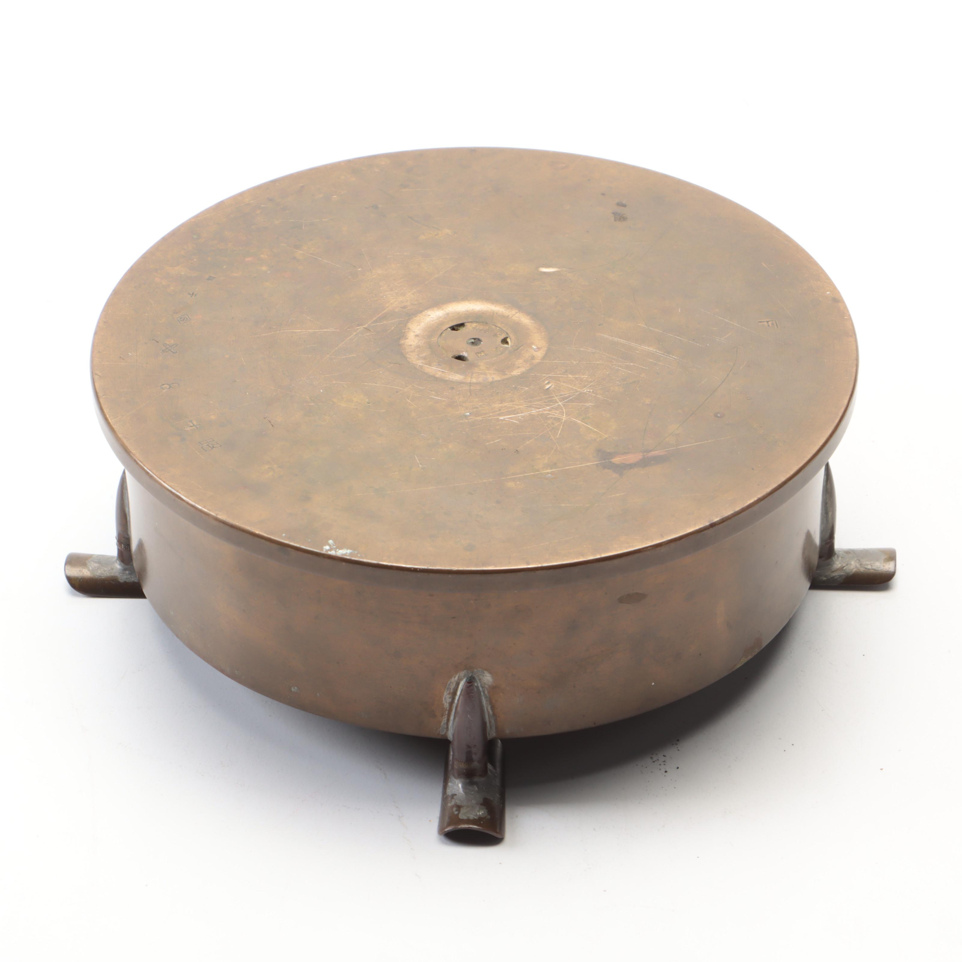 Trench Art Converted Shell Brass Ashtray