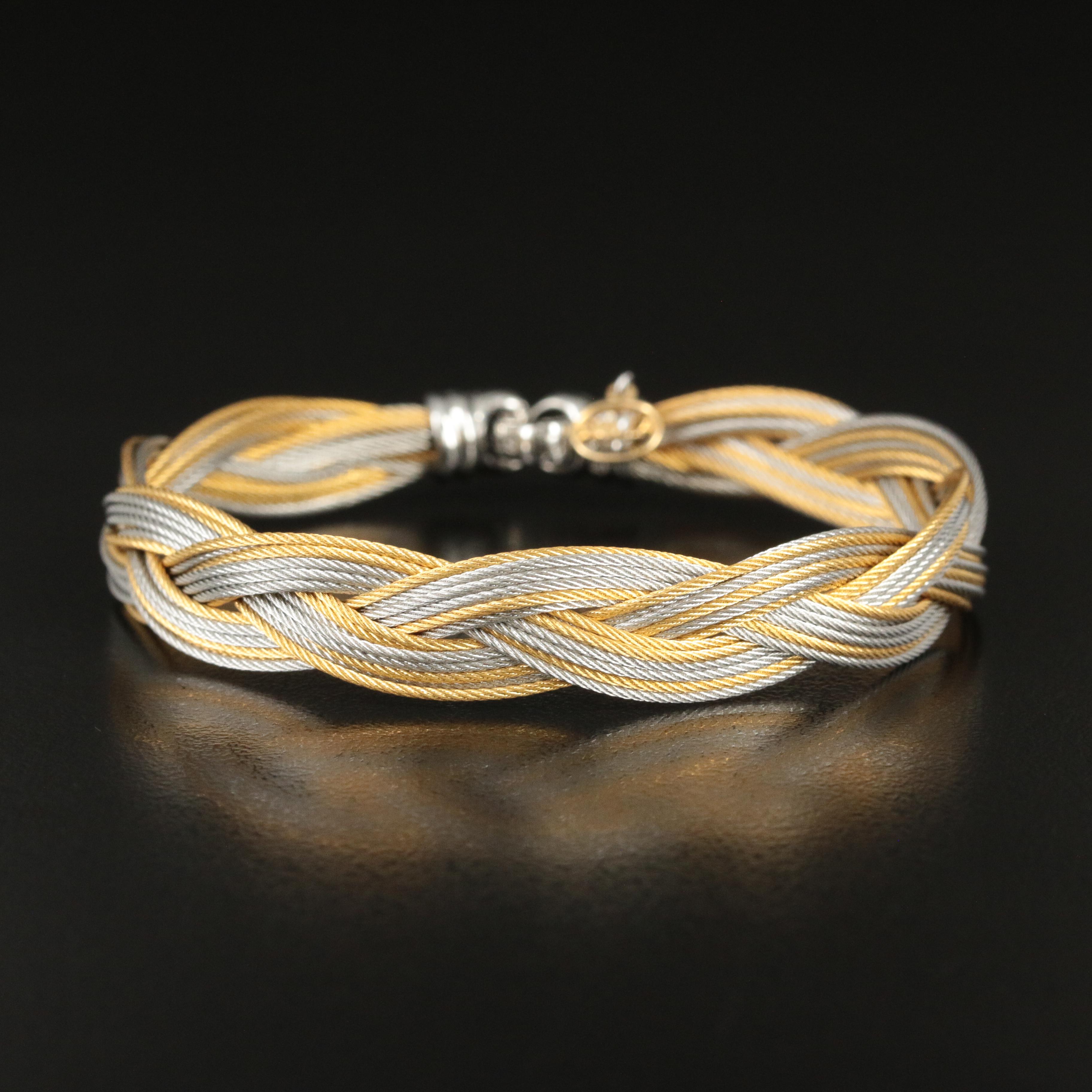 Alor Braided Cable Bracelet with 18K and Diamond Accent