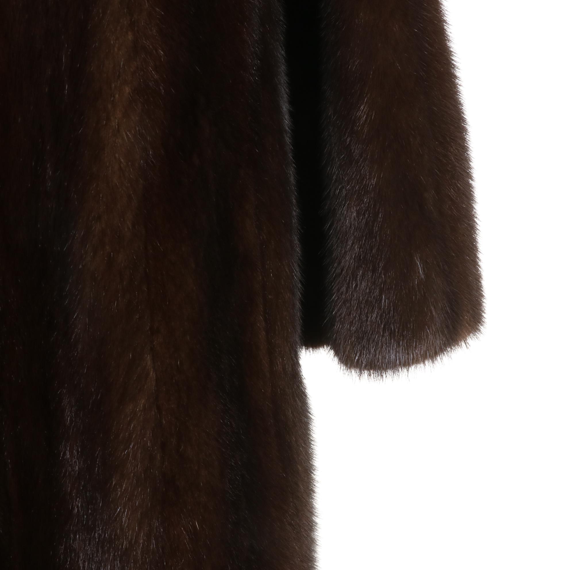 Mahogany Mink Fur Stroller with Shawl Collar and Three-Quarter Sleeves