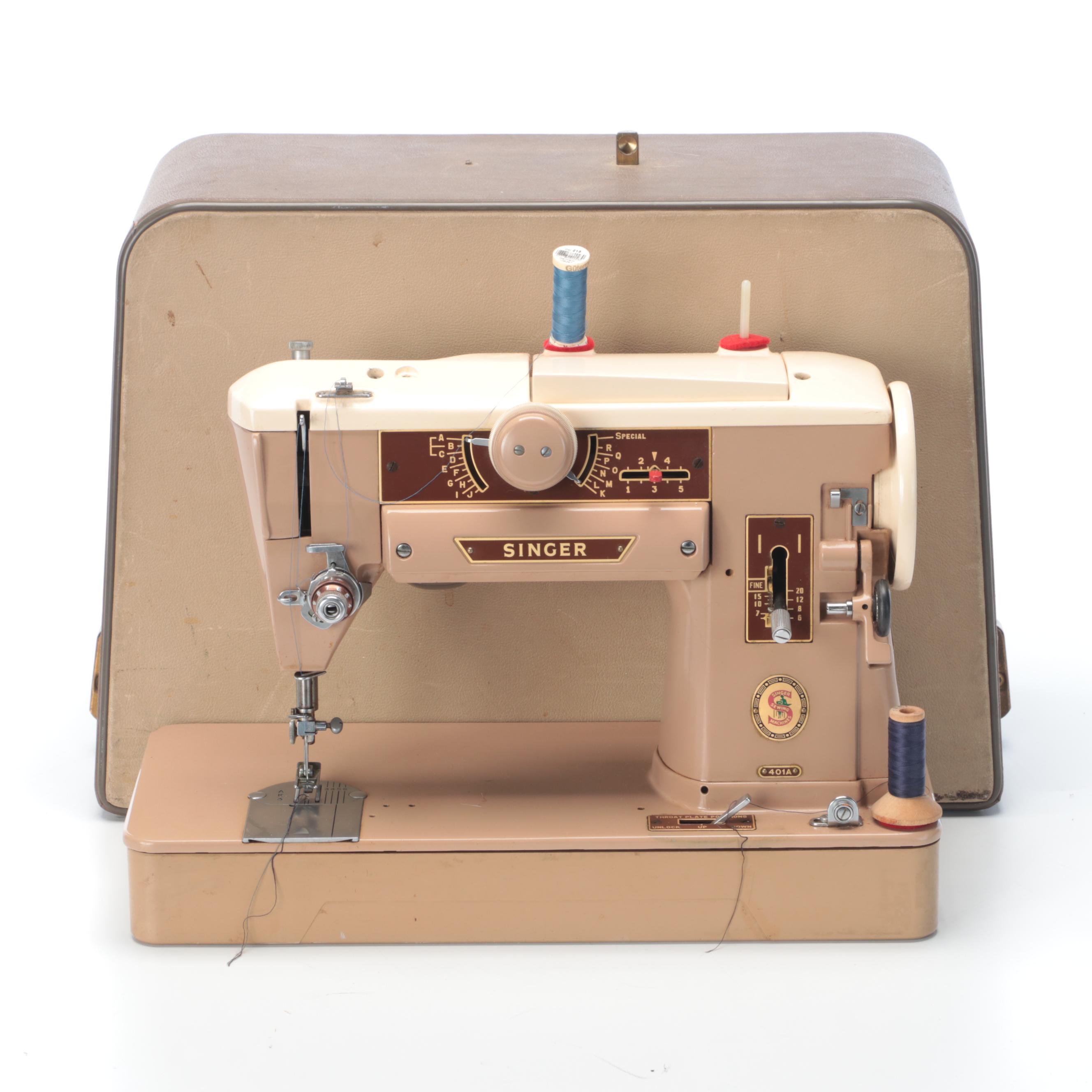 Singer 401A Sewing Machine and Case, Late 20th Century EBTH