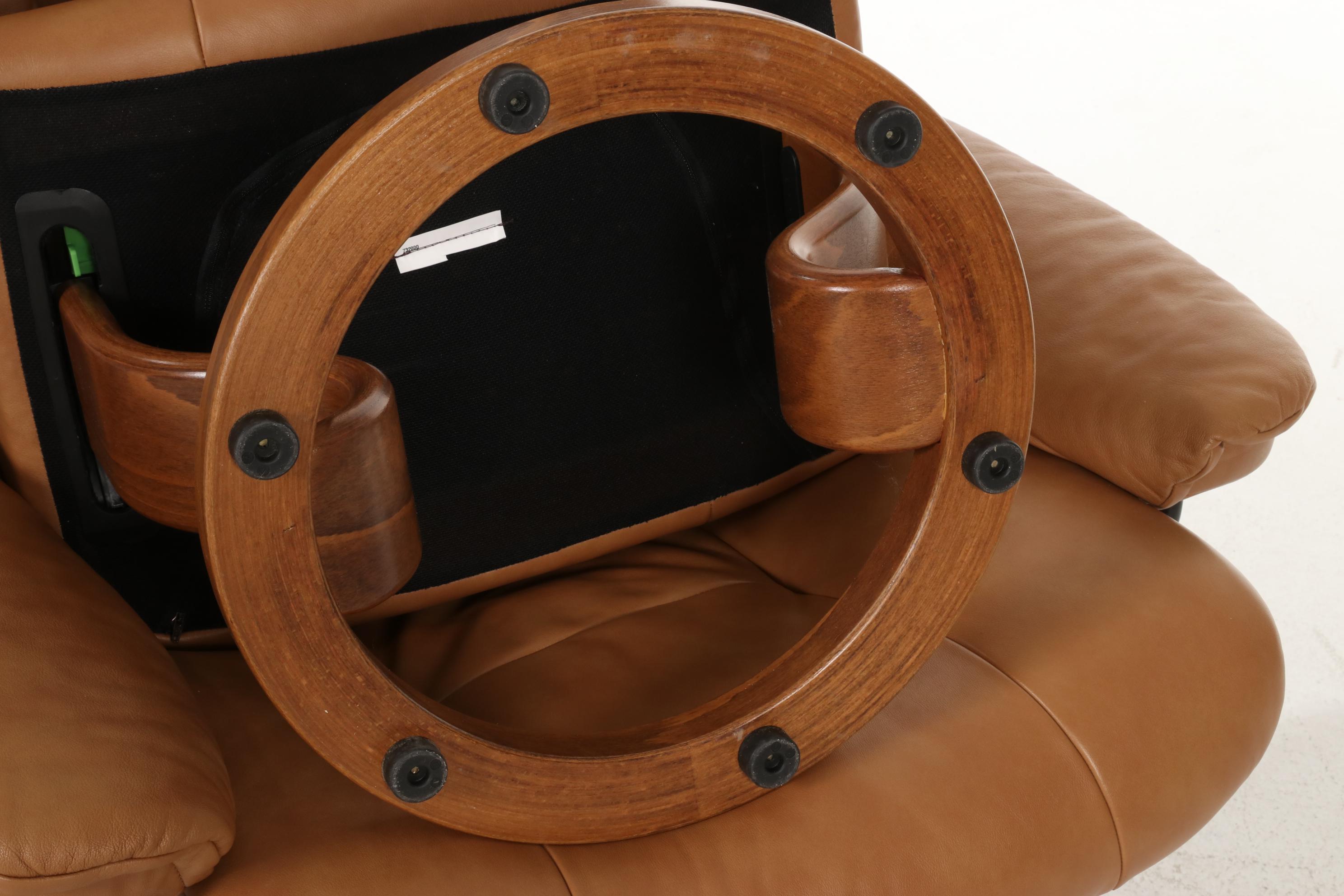 Ekornes Stressless Leather and Molded Wood Armchair and Ottoman