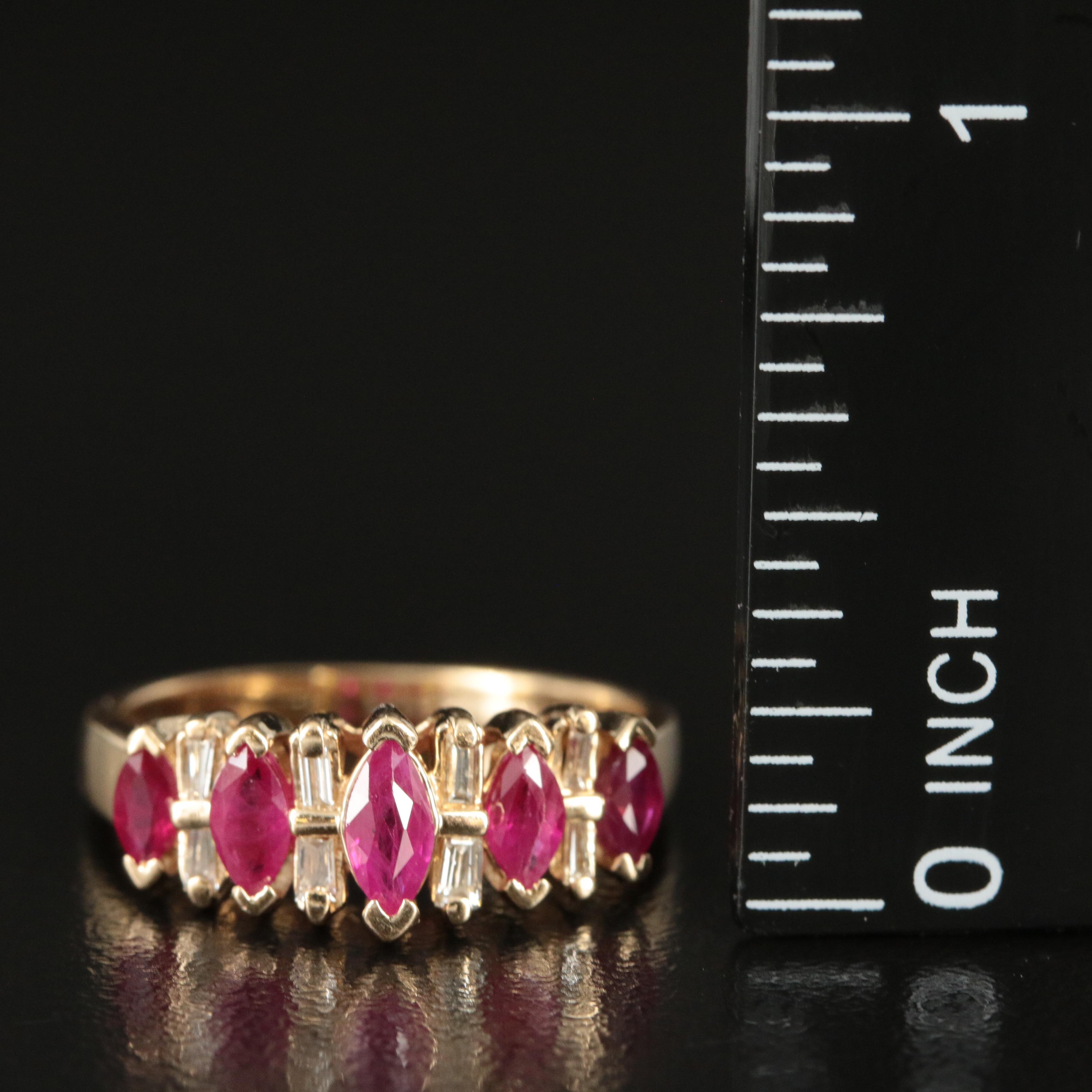 14K Ruby and Diamond Stepped Ring