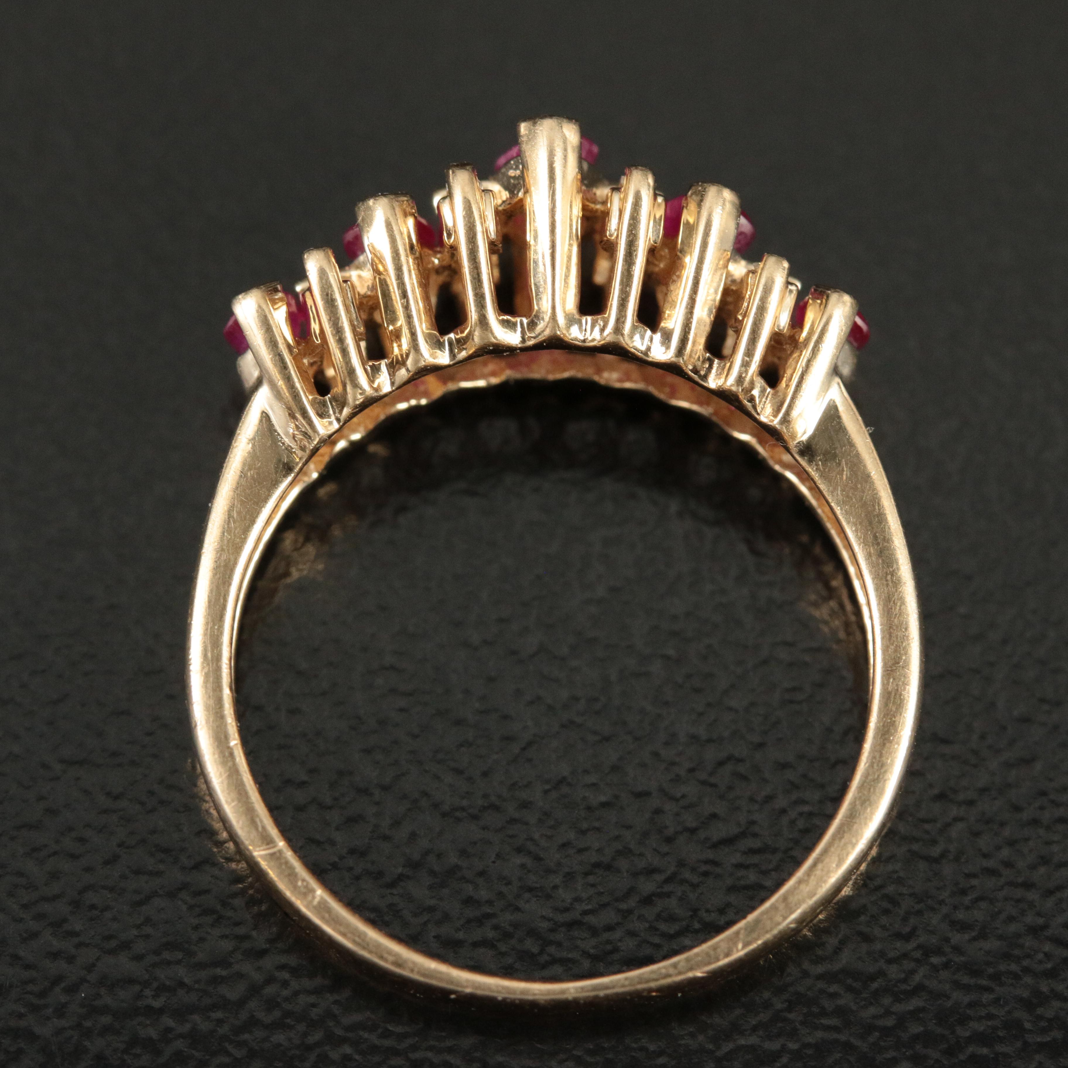 14K Ruby and Diamond Stepped Ring