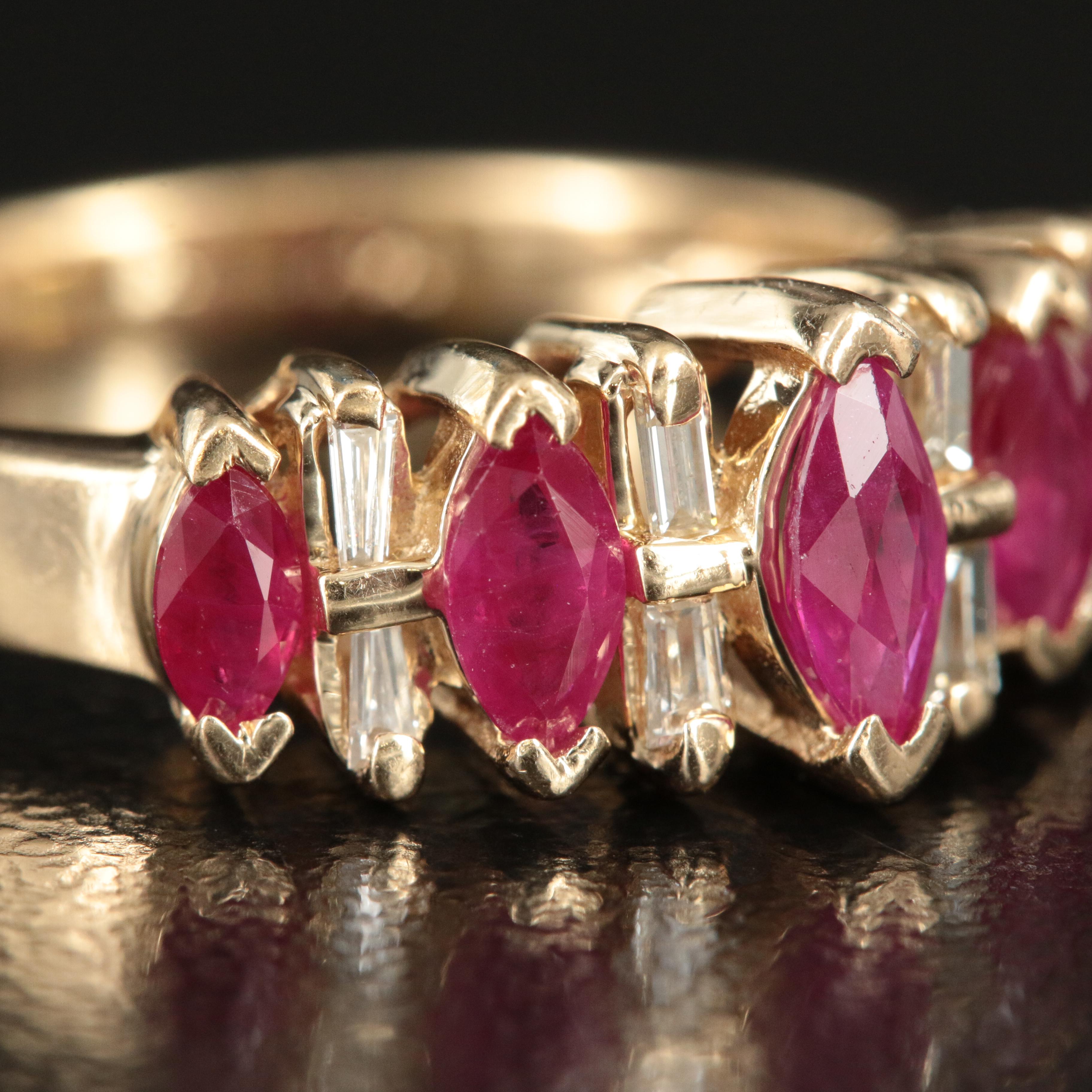 14K Ruby and Diamond Stepped Ring