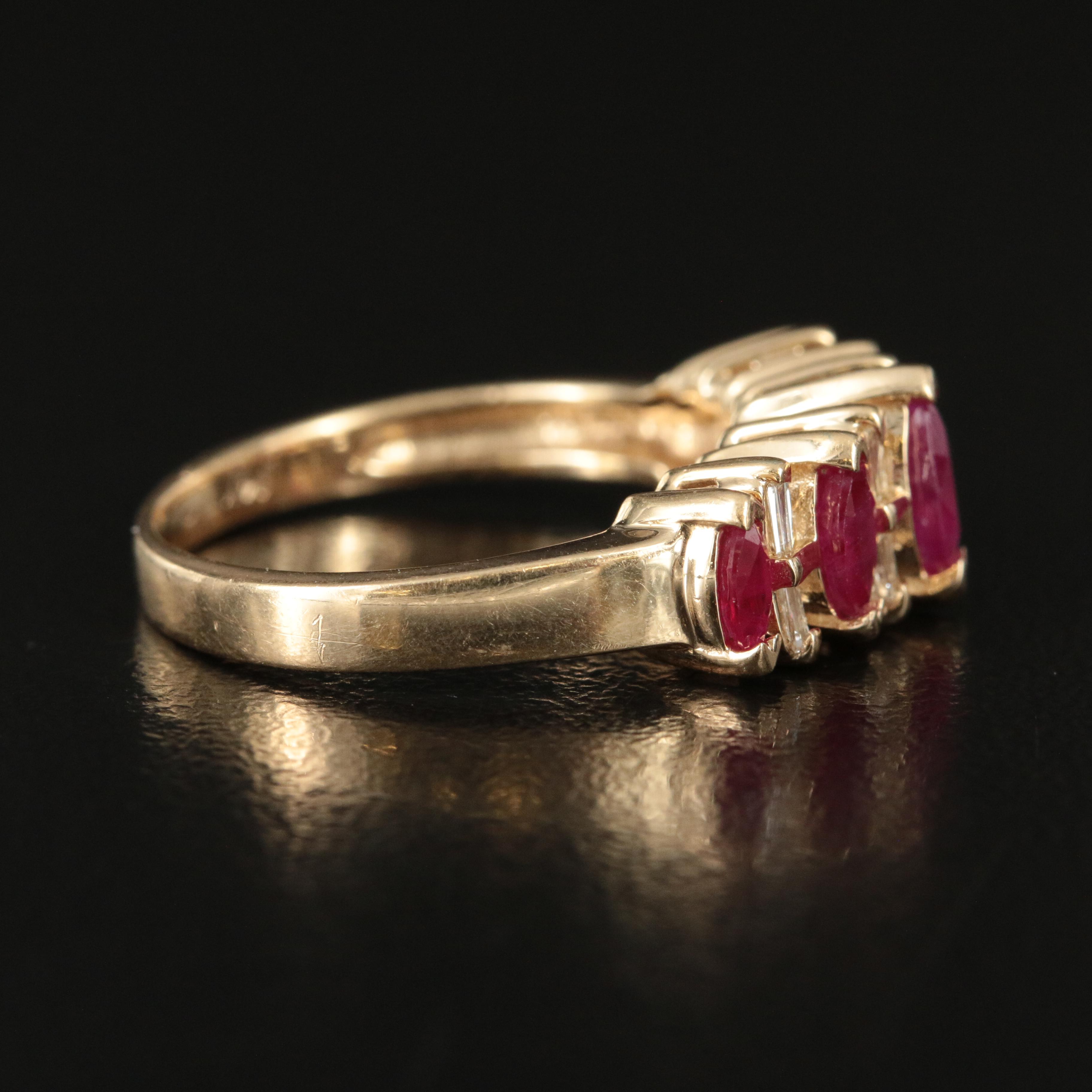 14K Ruby and Diamond Stepped Ring