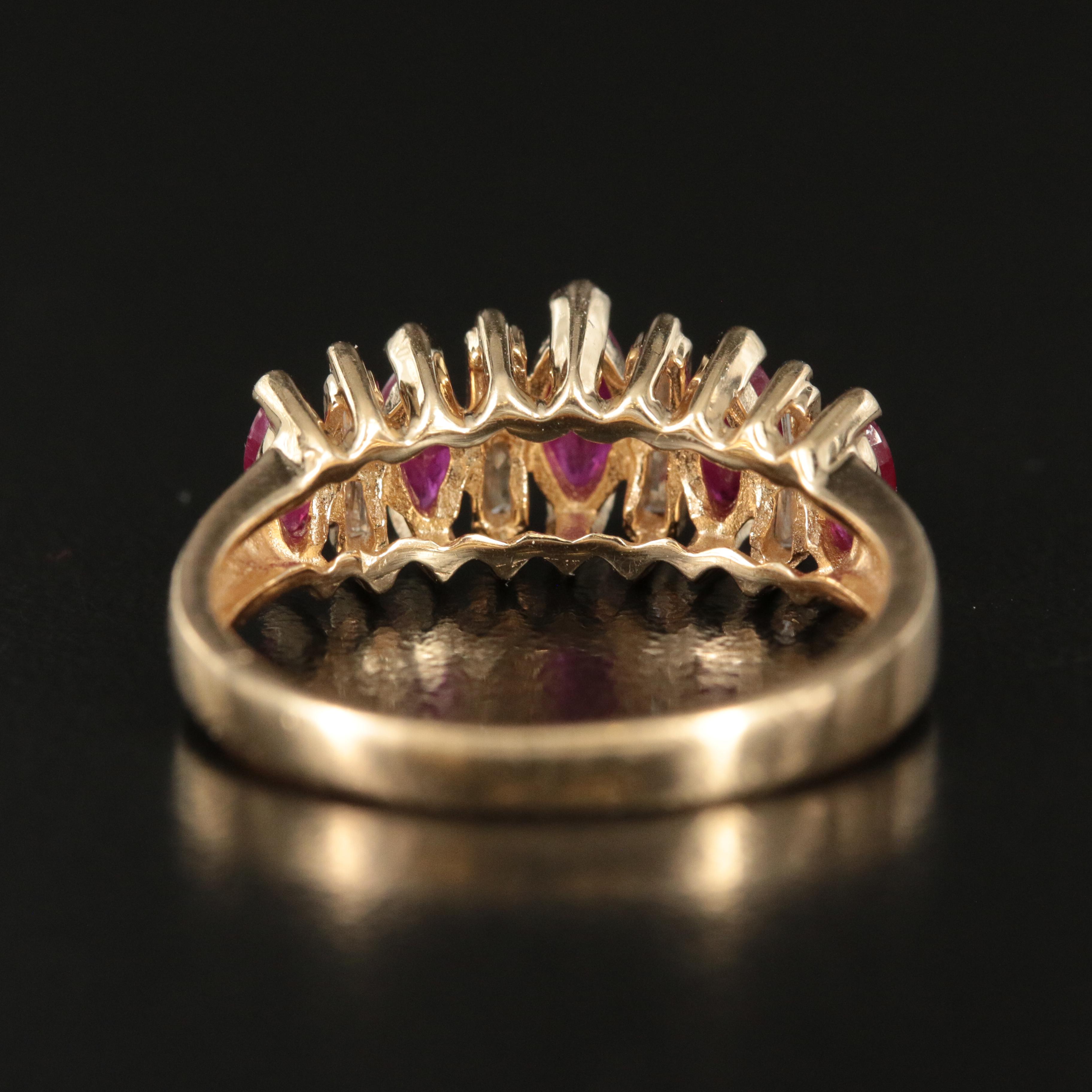 14K Ruby and Diamond Stepped Ring