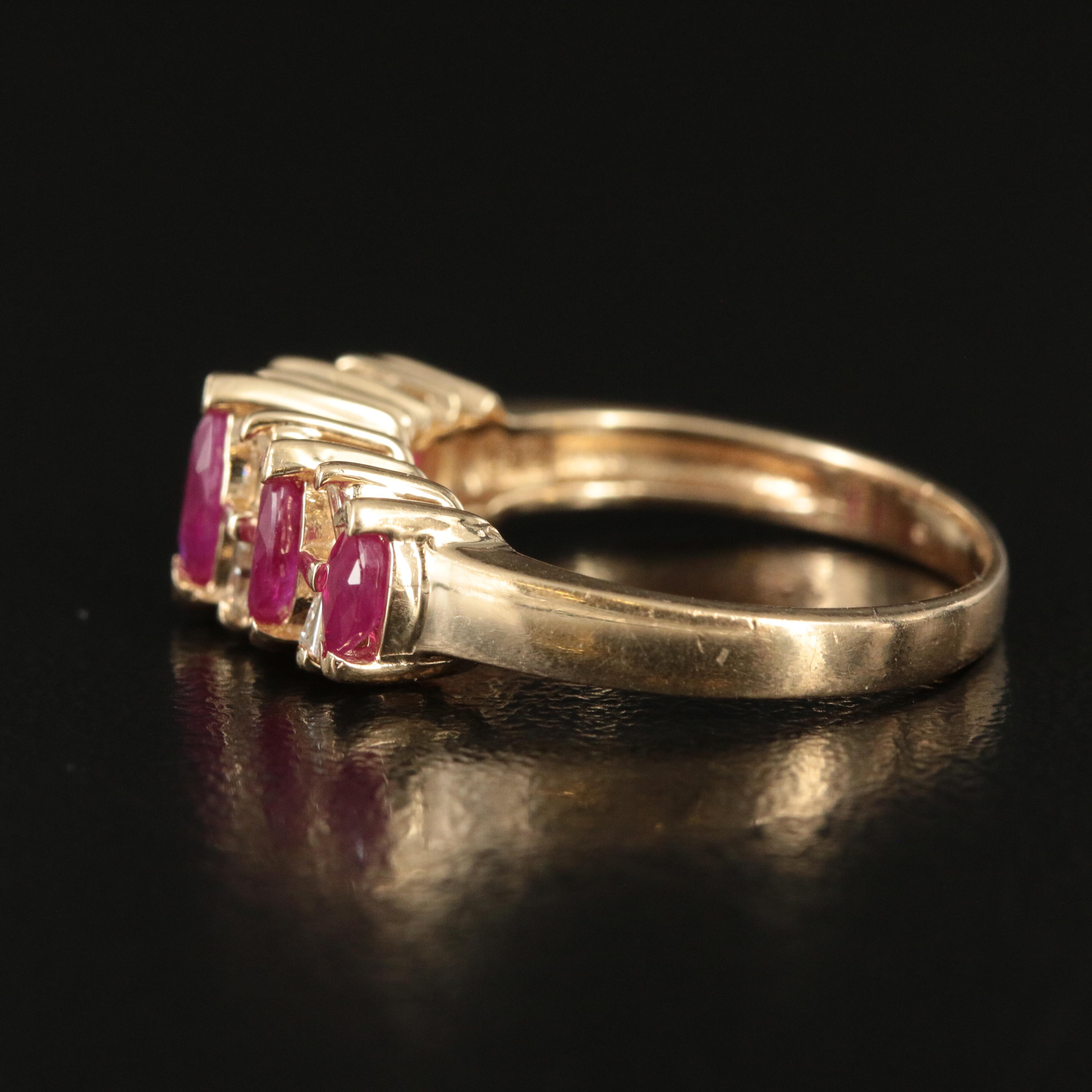 14K Ruby and Diamond Stepped Ring