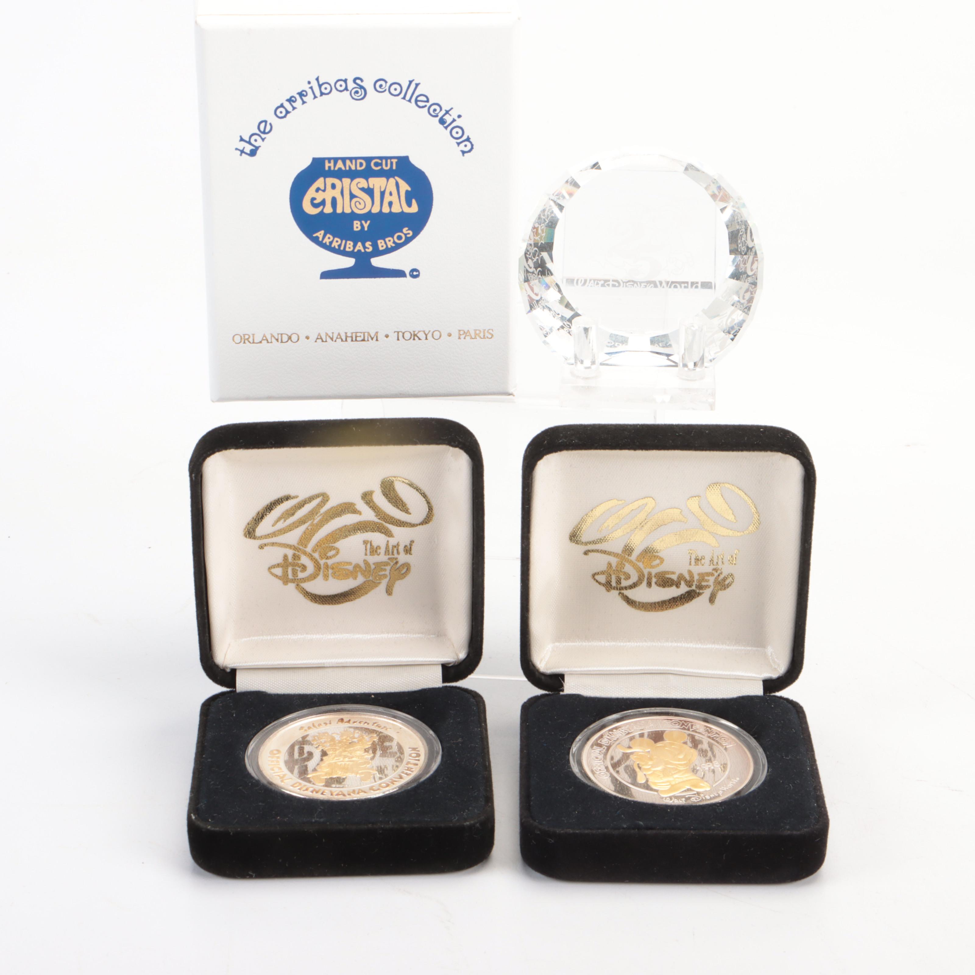 Walt Disney Sterling Silver 1oz Medals With Crystal, Clock, Snowglobe, More