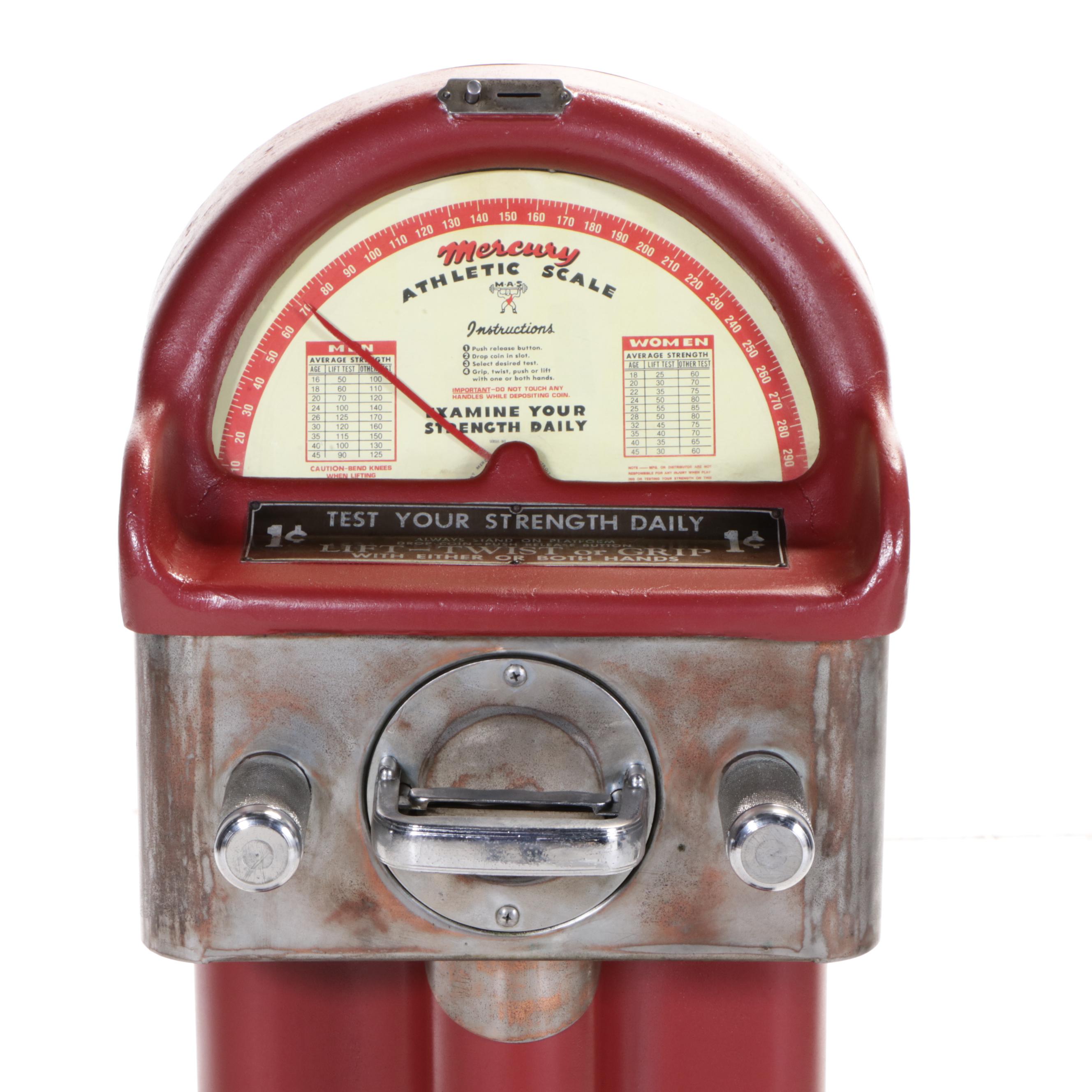Mercury Athletic Strength Tester Scale, Mid-20th Century