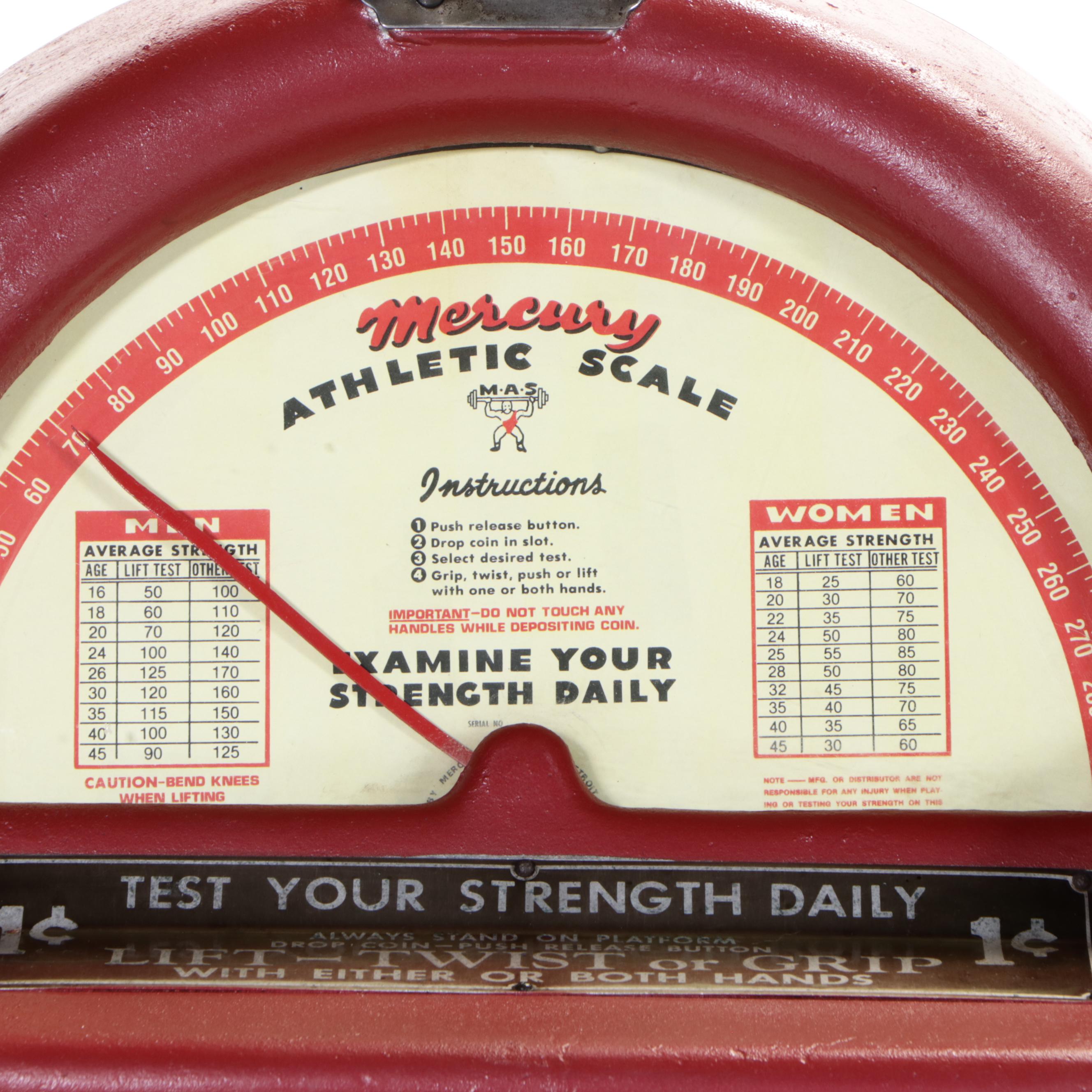 Mercury Athletic Strength Tester Scale, Mid-20th Century