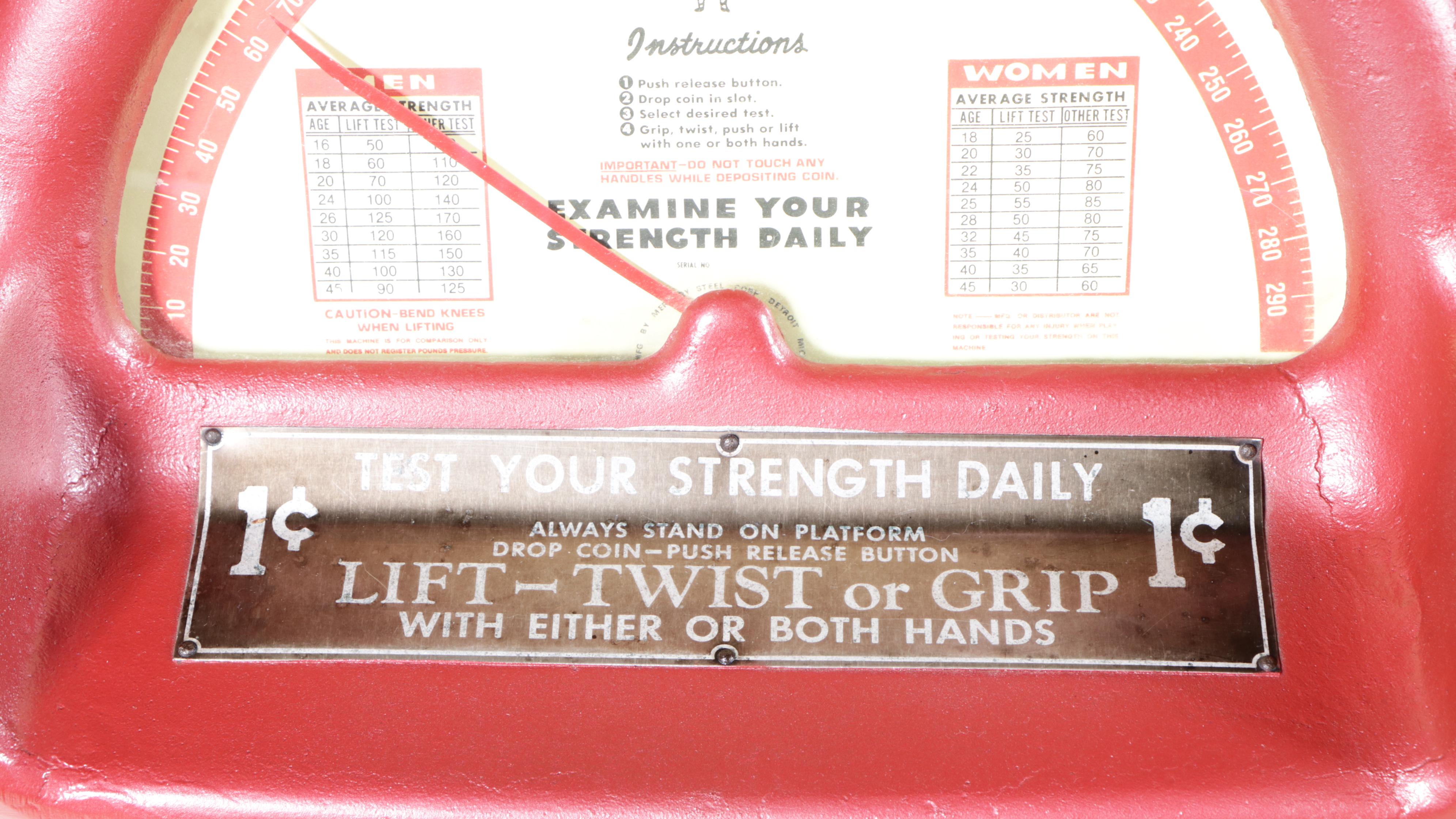 Mercury Athletic Strength Tester Scale, Mid-20th Century