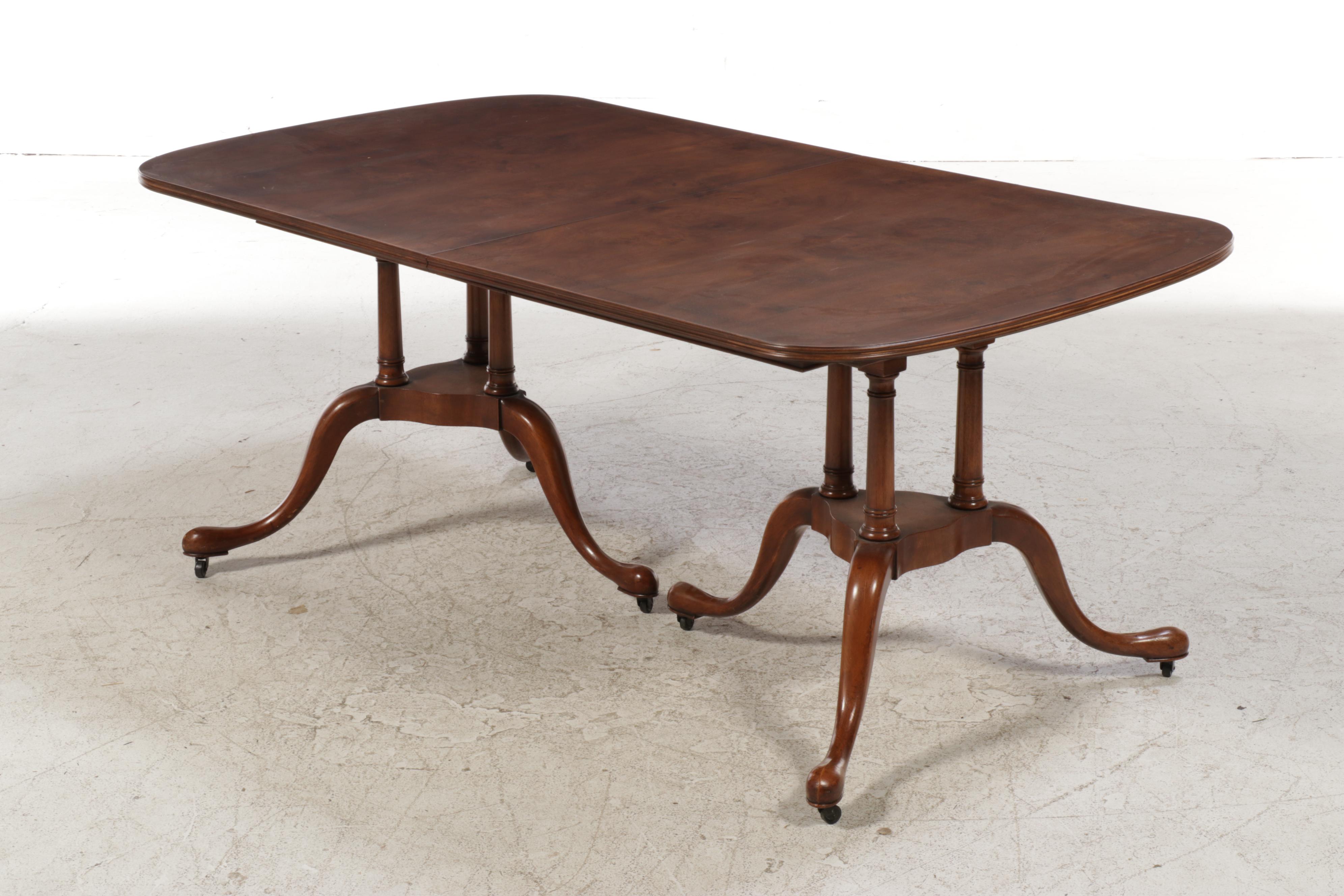 Robert W. Irwin Co. Mahogany Queen Anne Dining Table with Shield Back Chairs