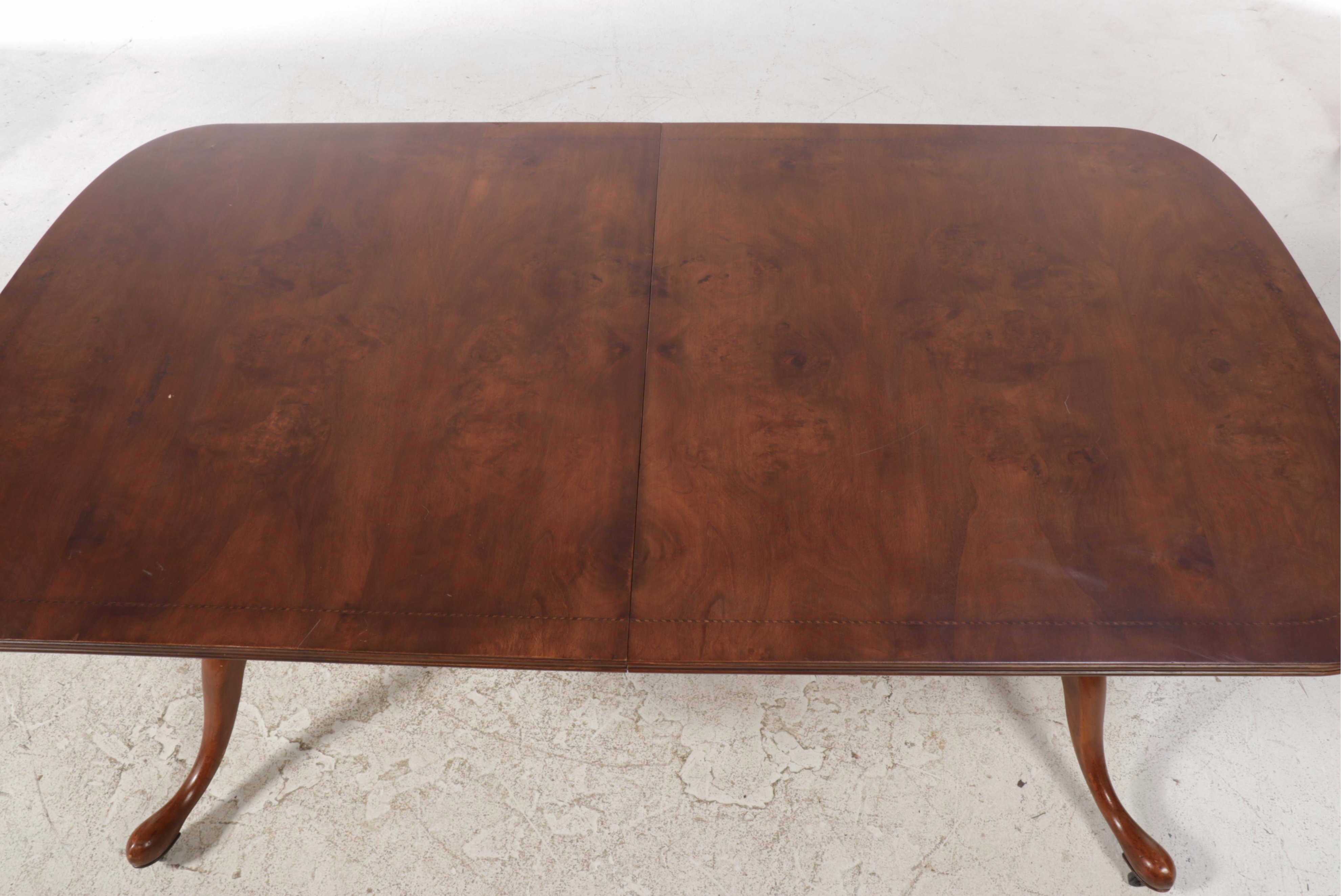 Robert W. Irwin Co. Mahogany Queen Anne Dining Table with Shield Back Chairs