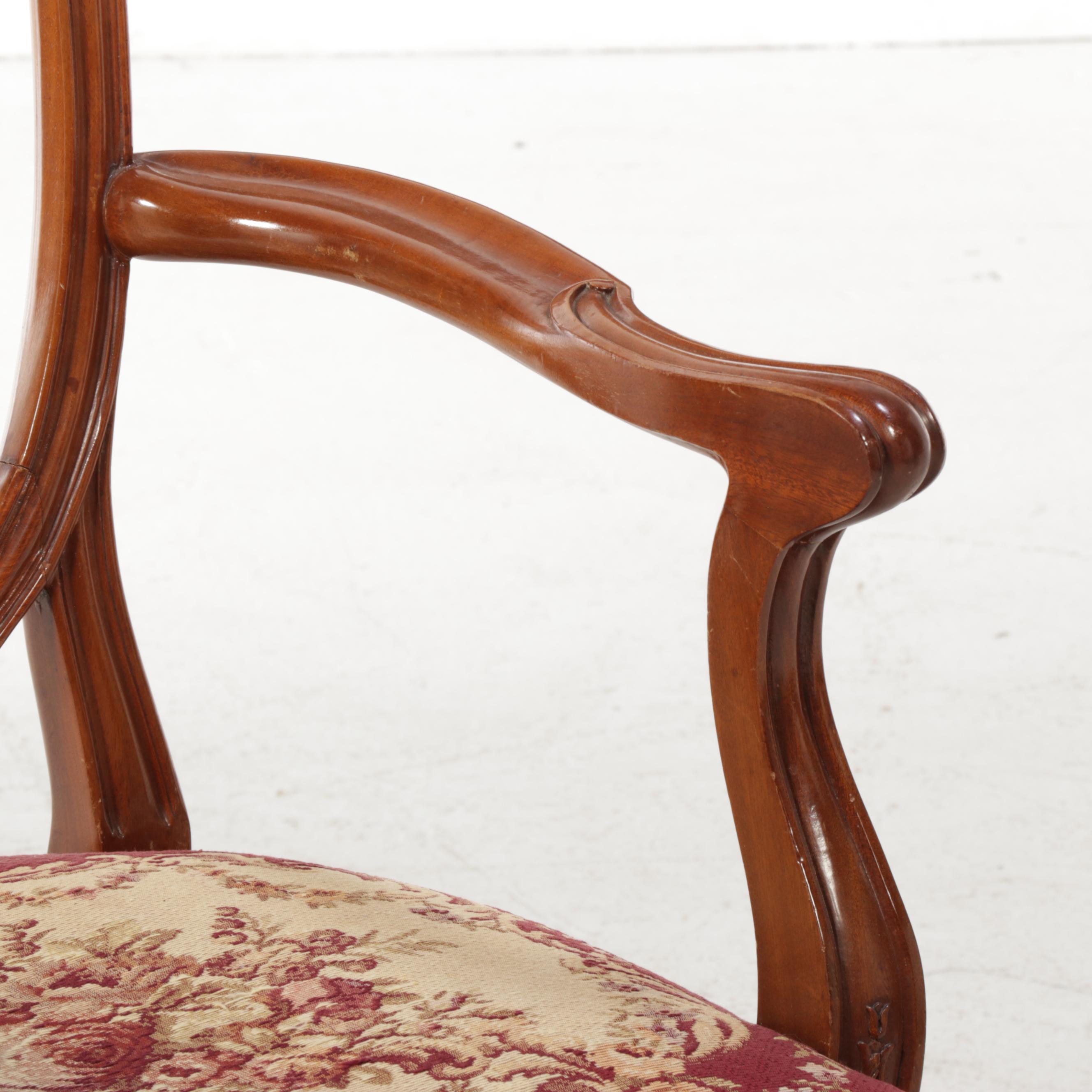 Robert W. Irwin Co. Mahogany Queen Anne Dining Table with Shield Back Chairs