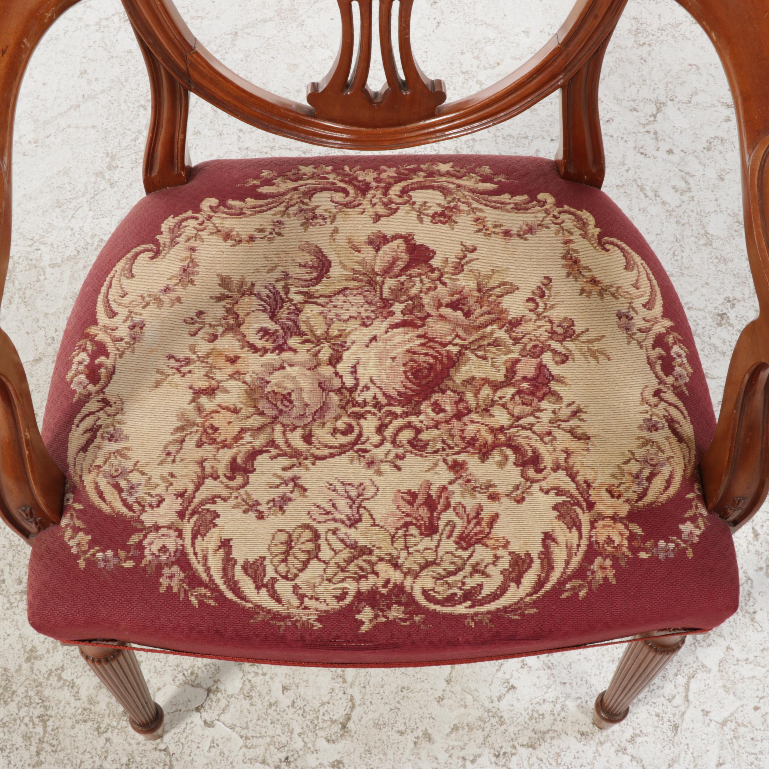 Robert W. Irwin Co. Mahogany Queen Anne Dining Table with Shield Back Chairs