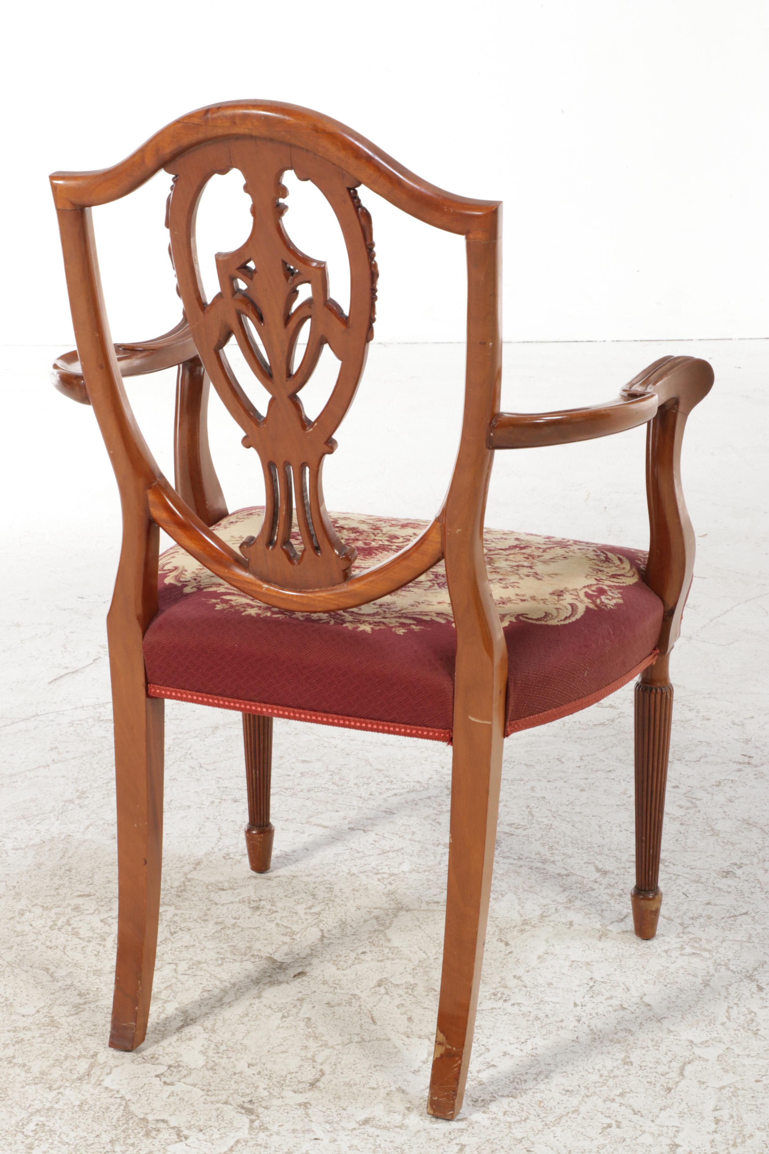 Robert W. Irwin Co. Mahogany Queen Anne Dining Table with Shield Back Chairs