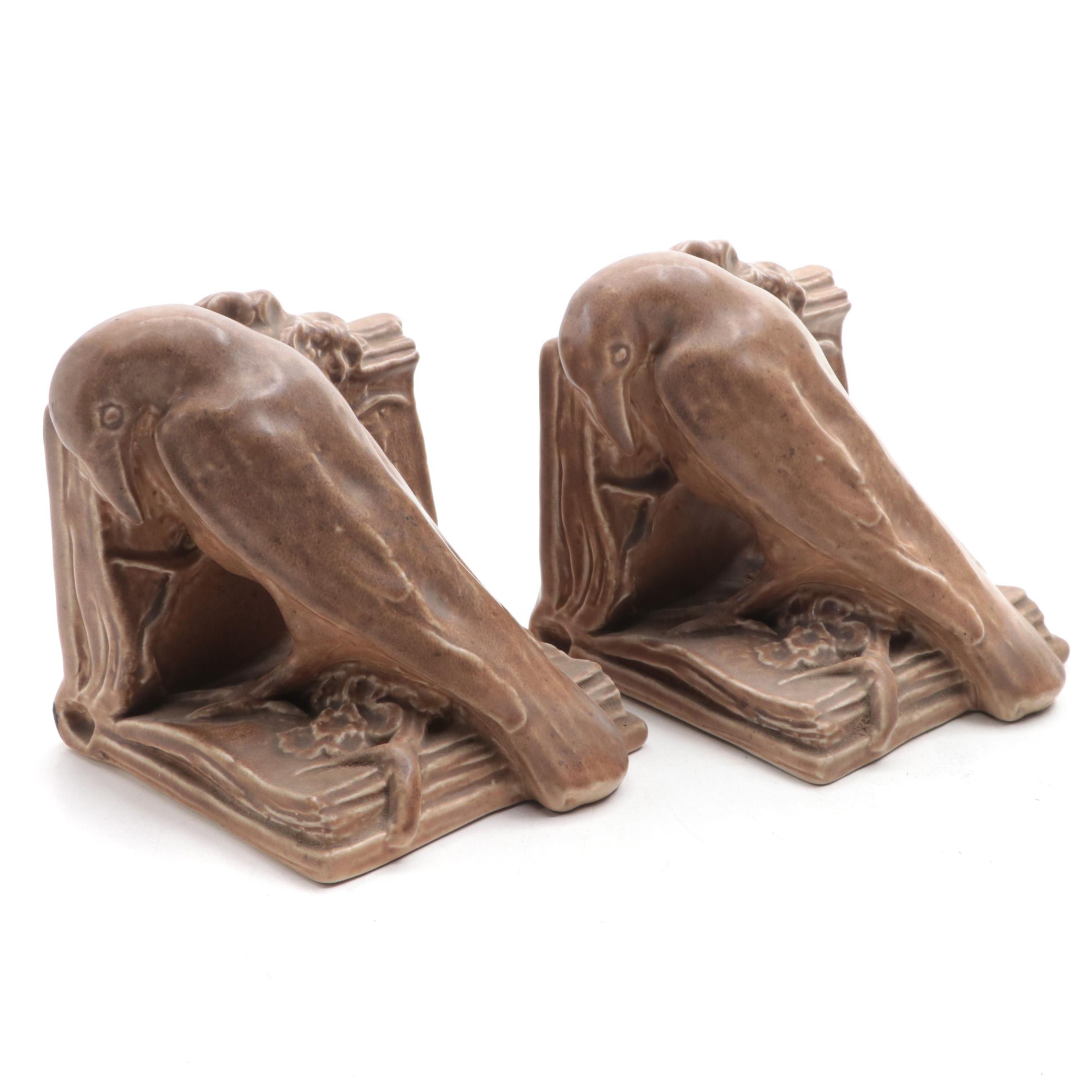 William Purcell McDonald for Rookwood Pottery "Rook" Ceramic Bookends, 1919