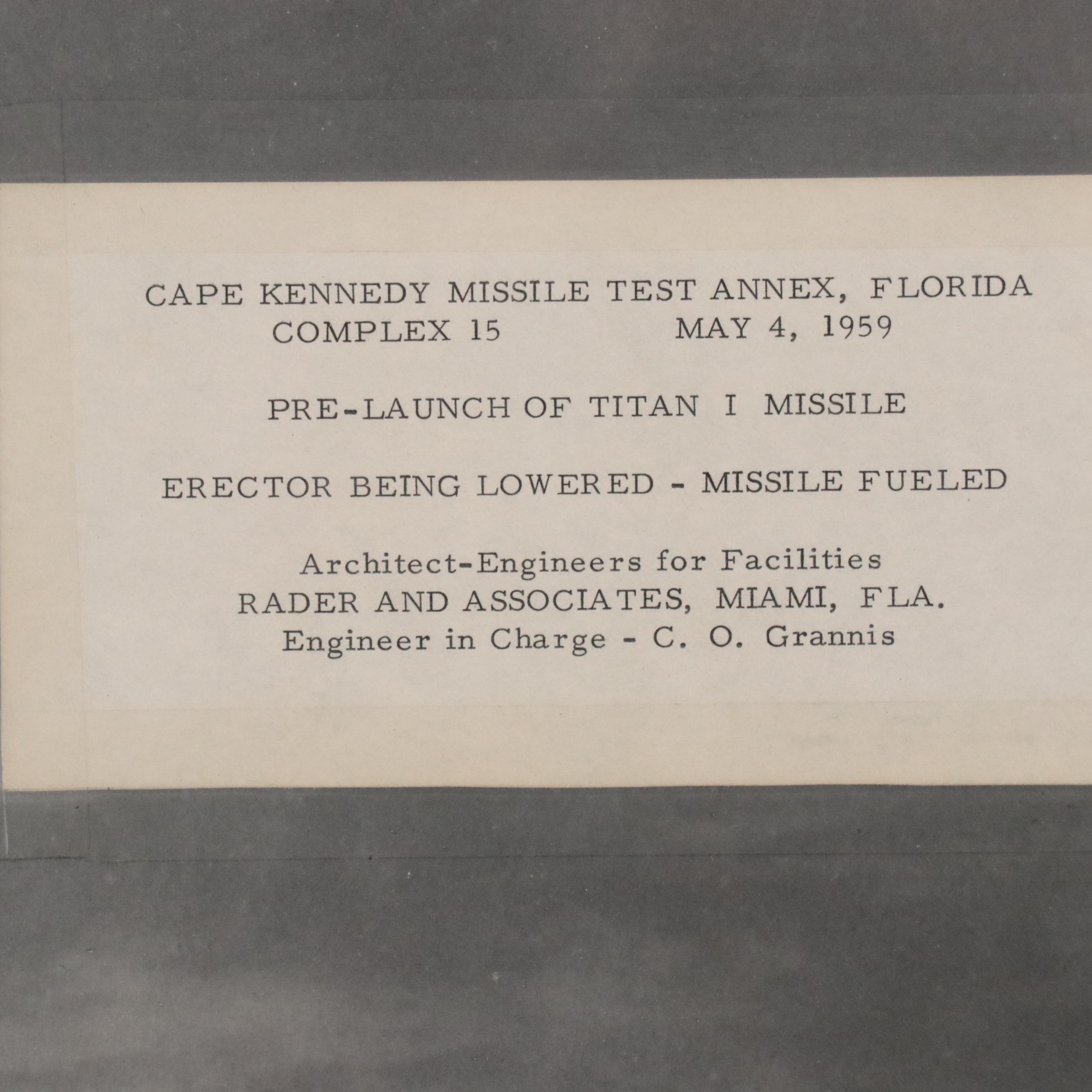 Pre-Launch of Titan 1 Missile Photograph, 1959