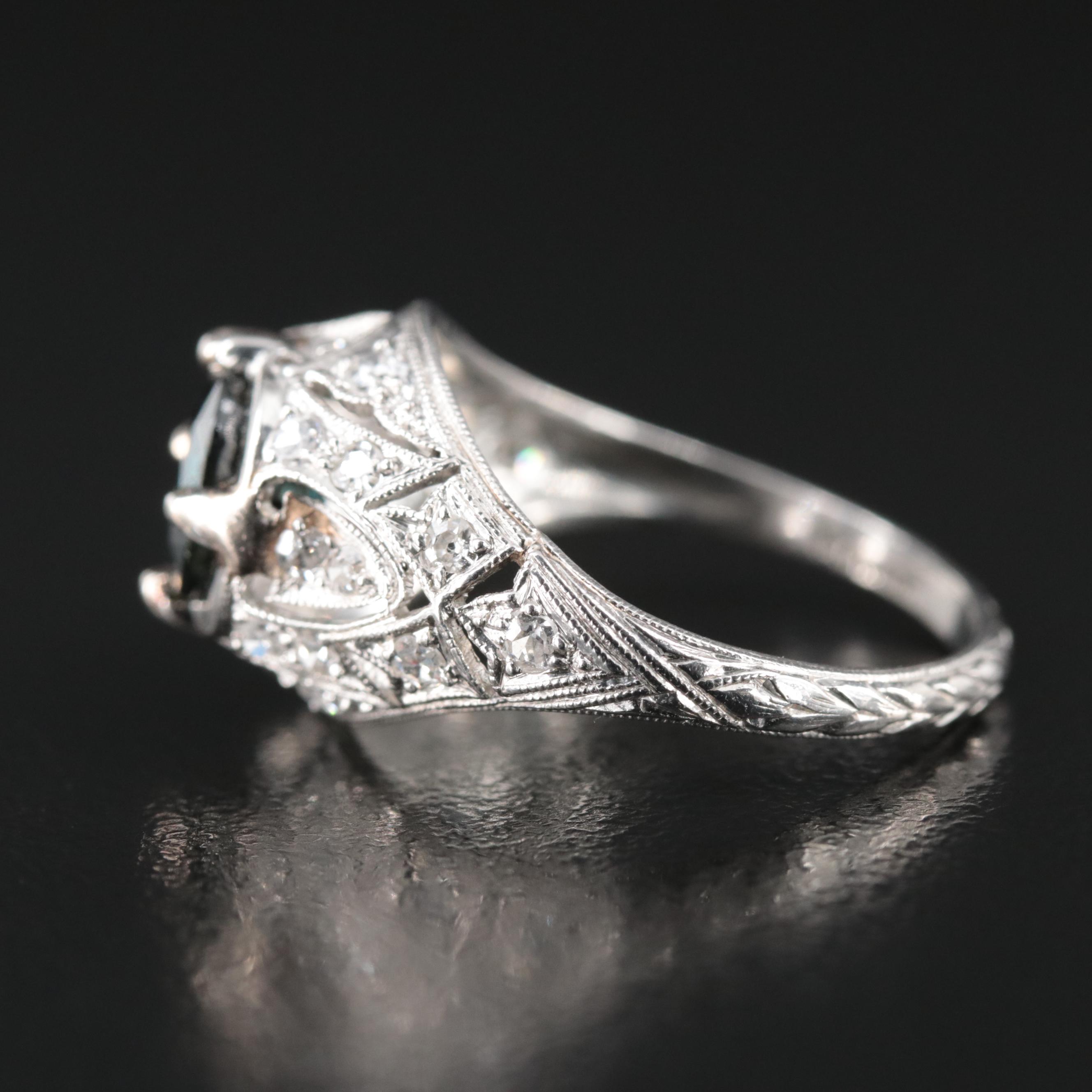 Vintage Platinum 1.61 CT Sapphire and Diamond Ring