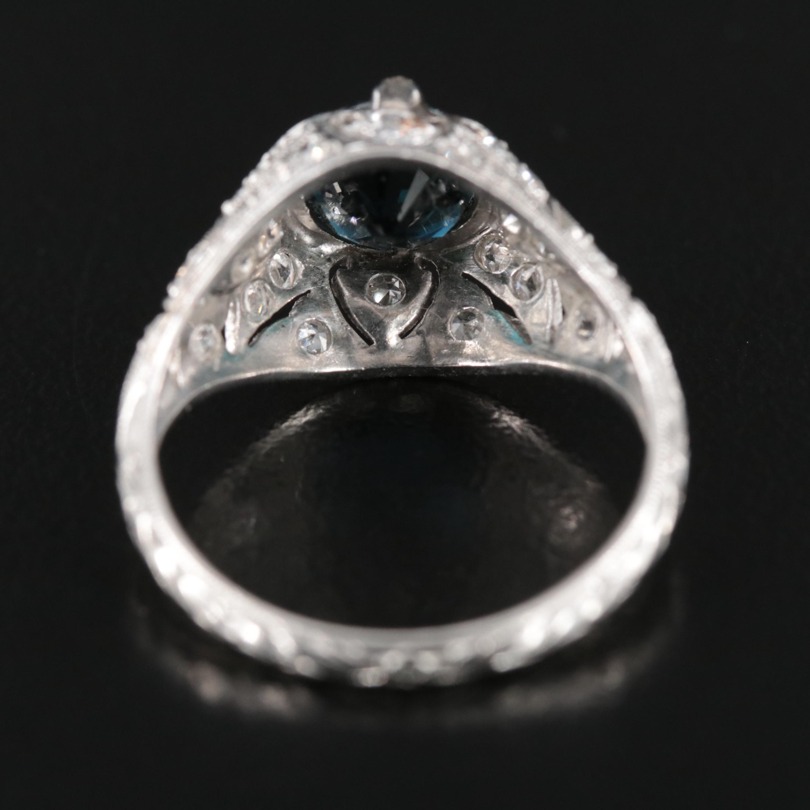 Vintage Platinum 1.61 CT Sapphire and Diamond Ring