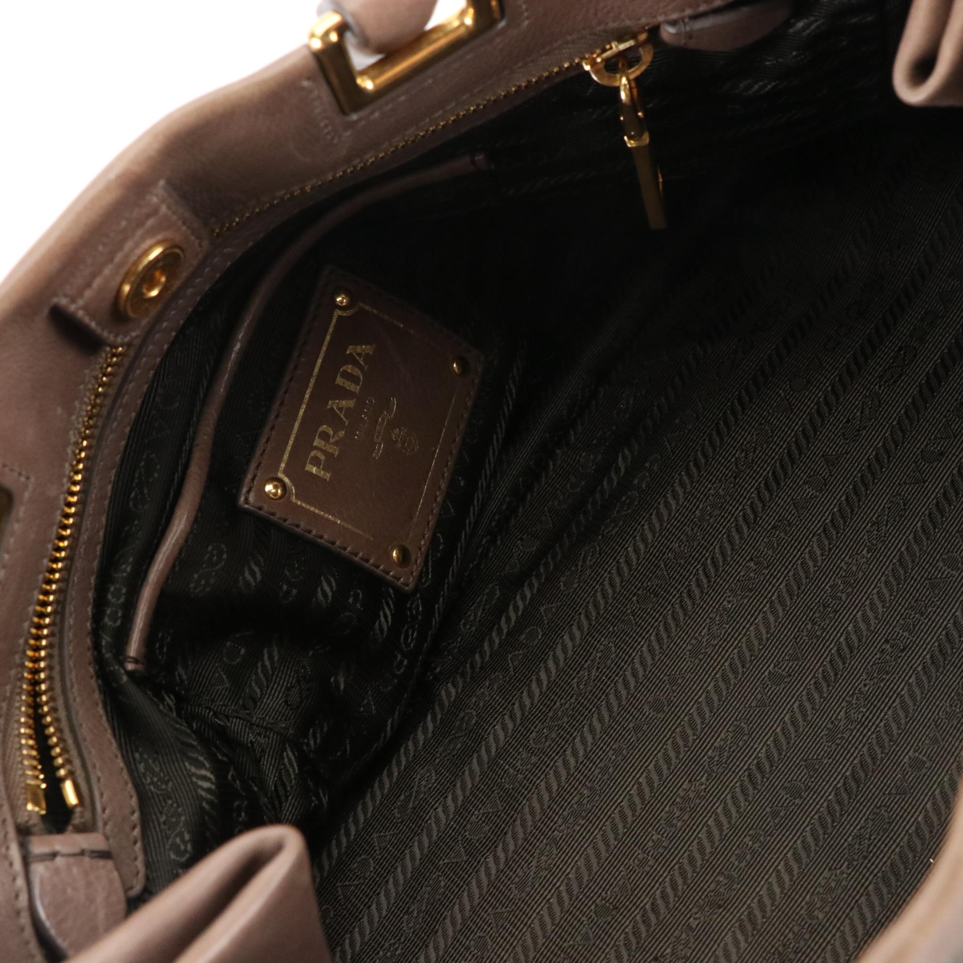 Prada Taupe Glace Calf Leather Two-Way Satchel Bag