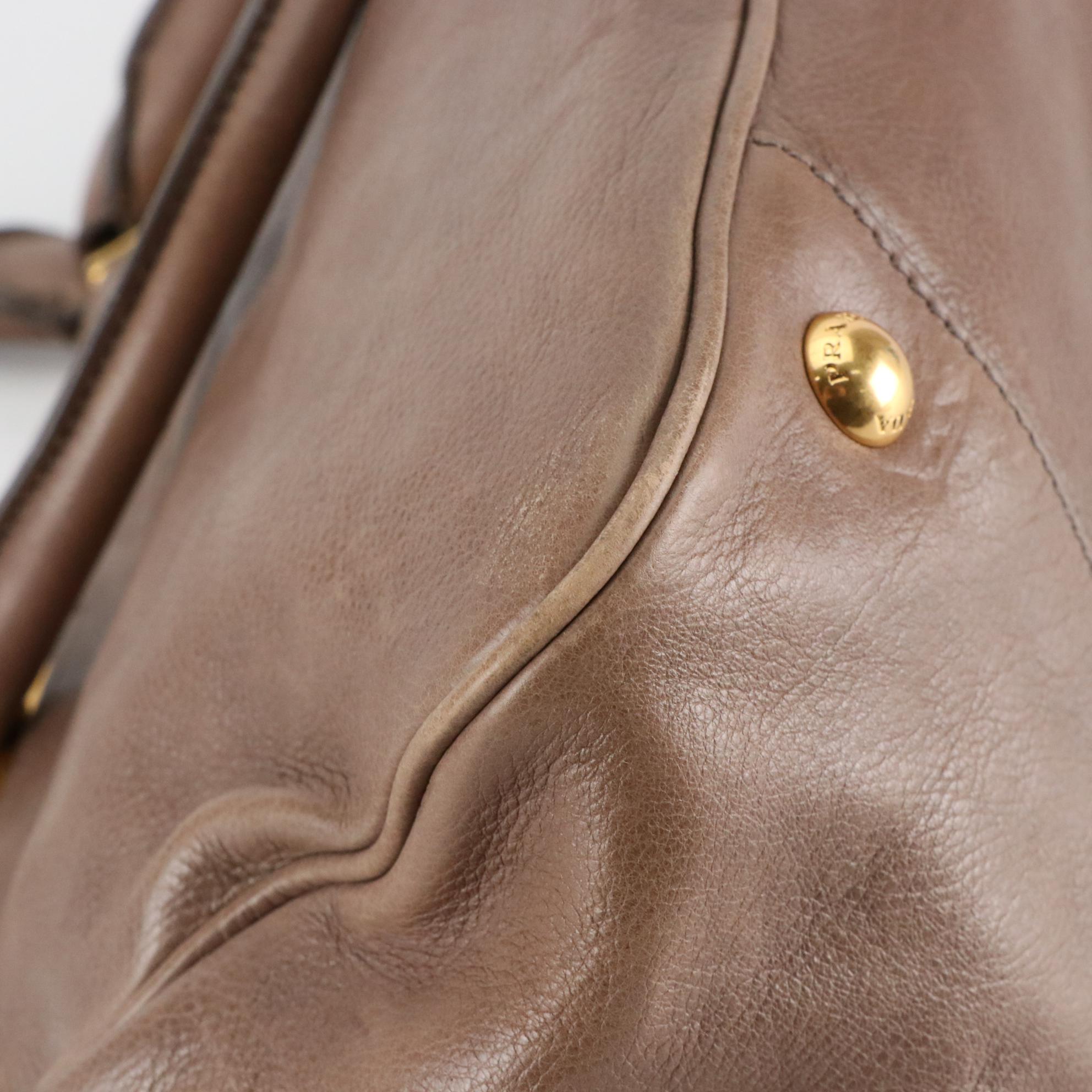 Prada Taupe Glace Calf Leather Two-Way Satchel Bag