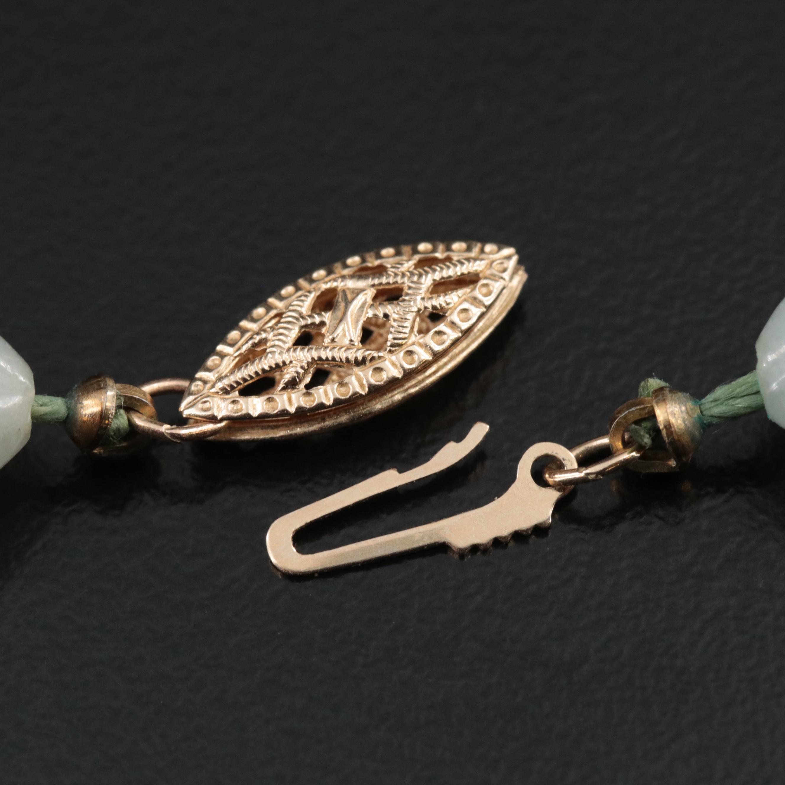 Jadeite Necklace with 10K Spacer Beads and 14K Clasp