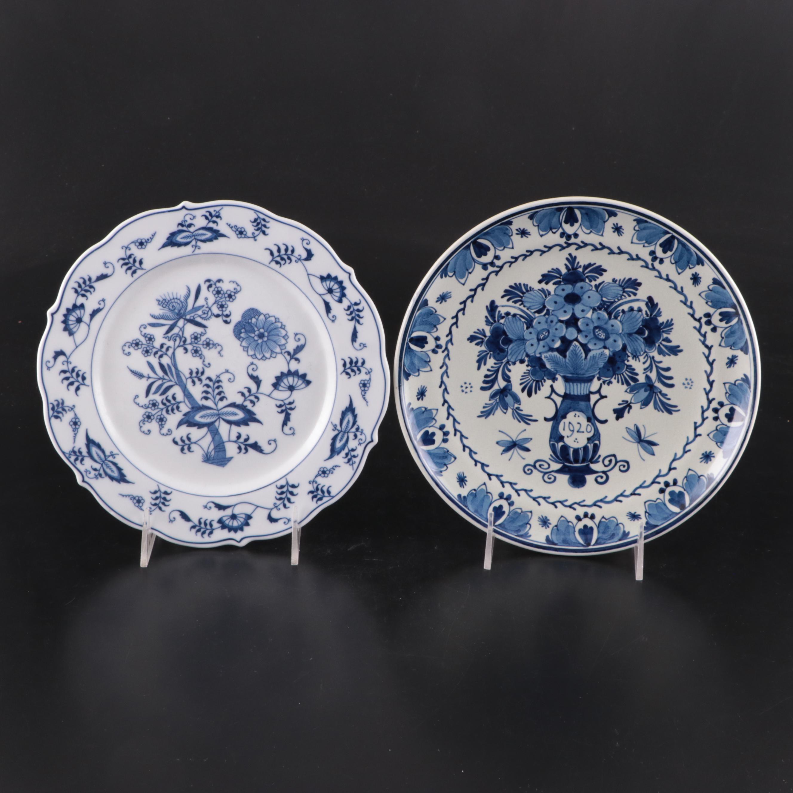 Japan "Blue Danube" Porcelain Teacups, Saucers With Plate & Table Accessories