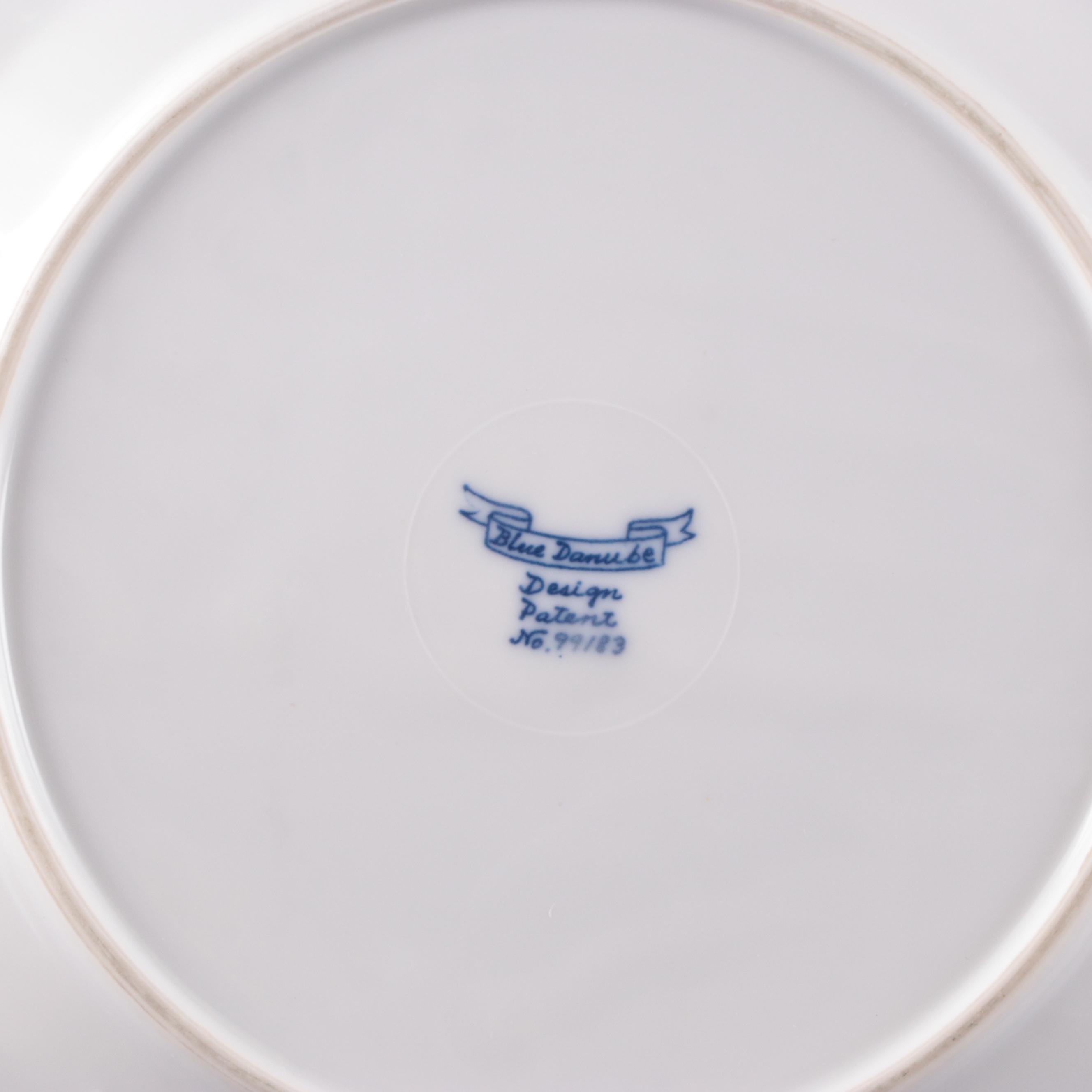 Japan "Blue Danube" Porcelain Teacups, Saucers With Plate & Table Accessories