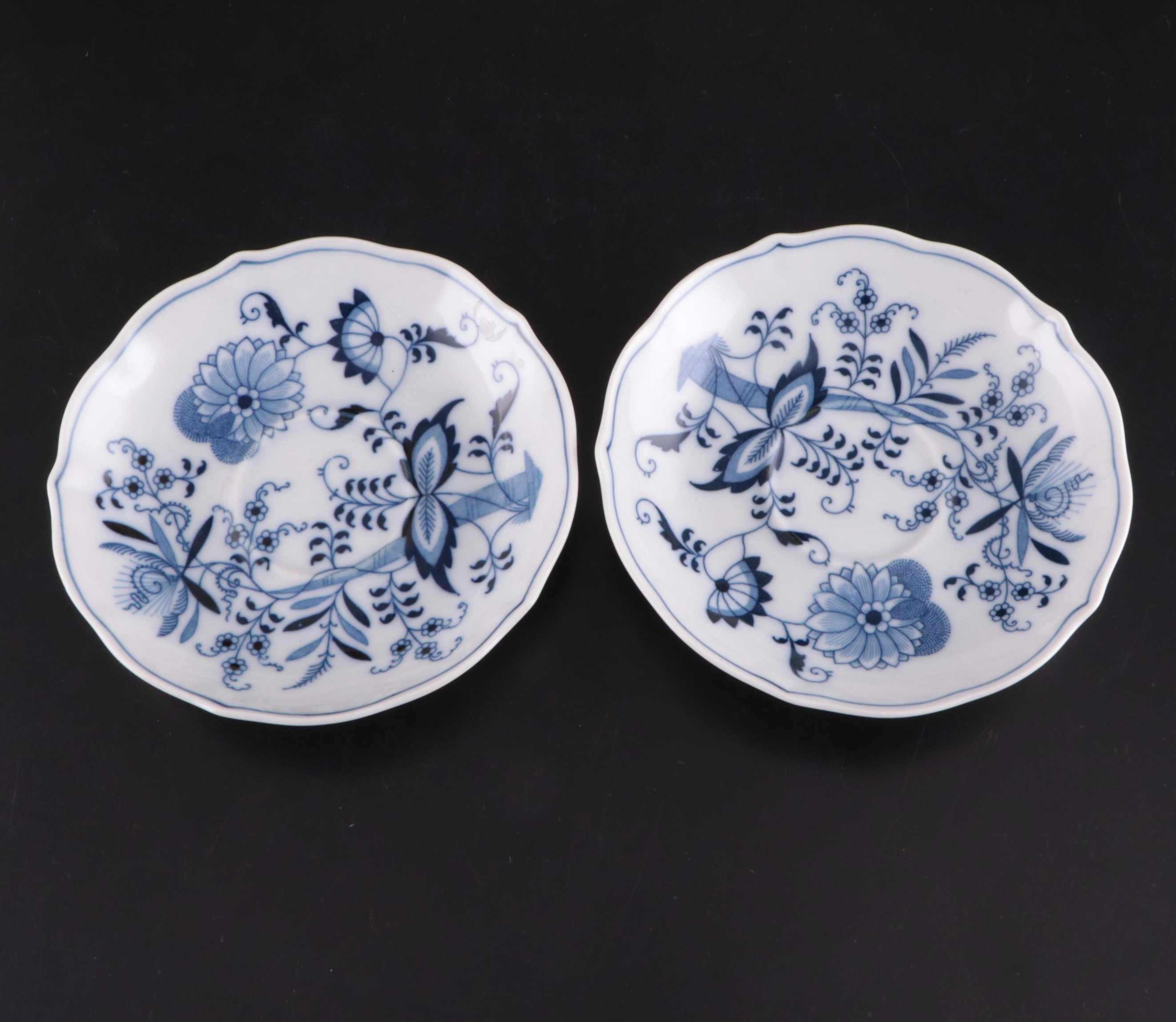 Japan "Blue Danube" Porcelain Teacups, Saucers With Plate & Table Accessories