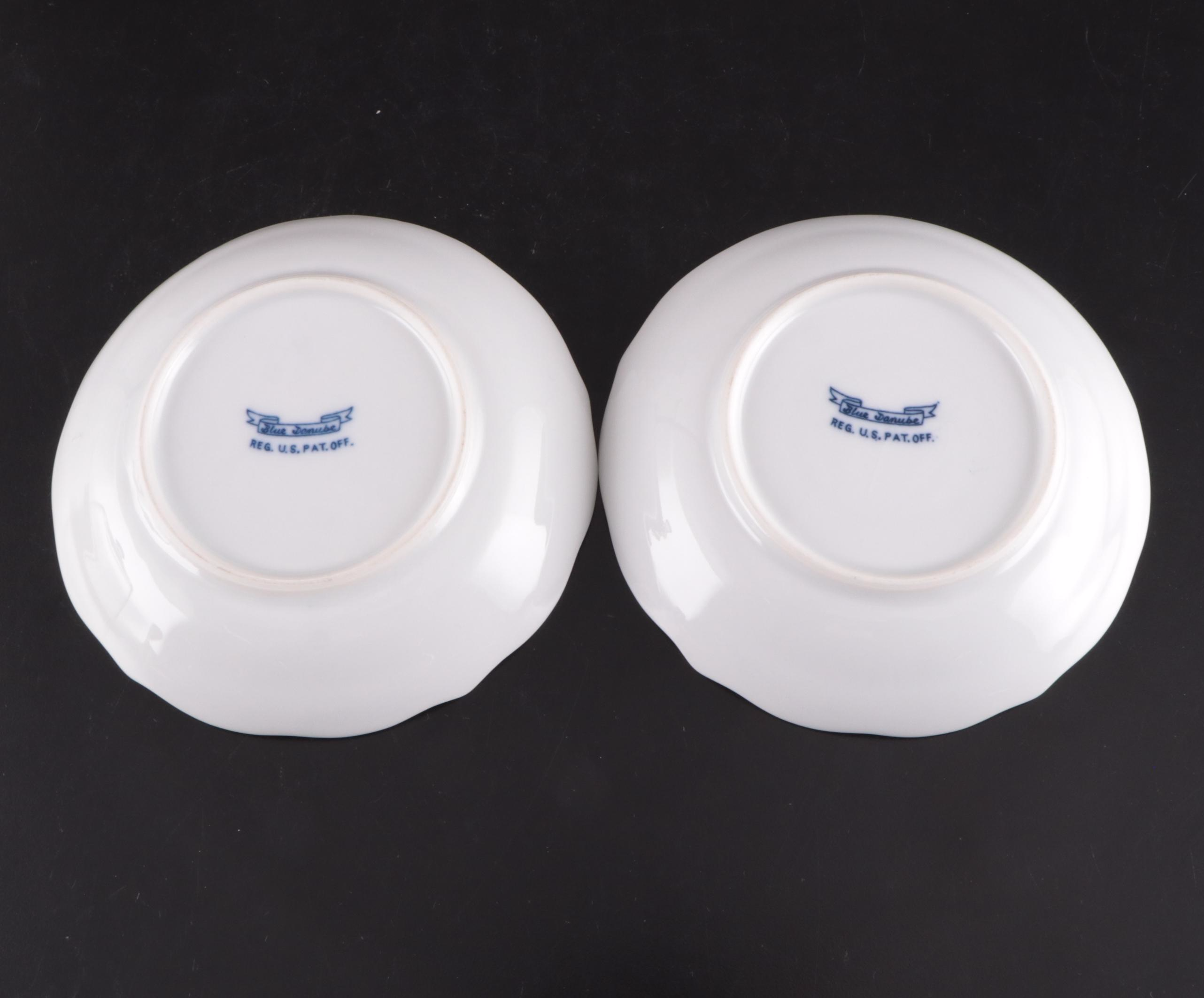 Japan "Blue Danube" Porcelain Teacups, Saucers With Plate & Table Accessories