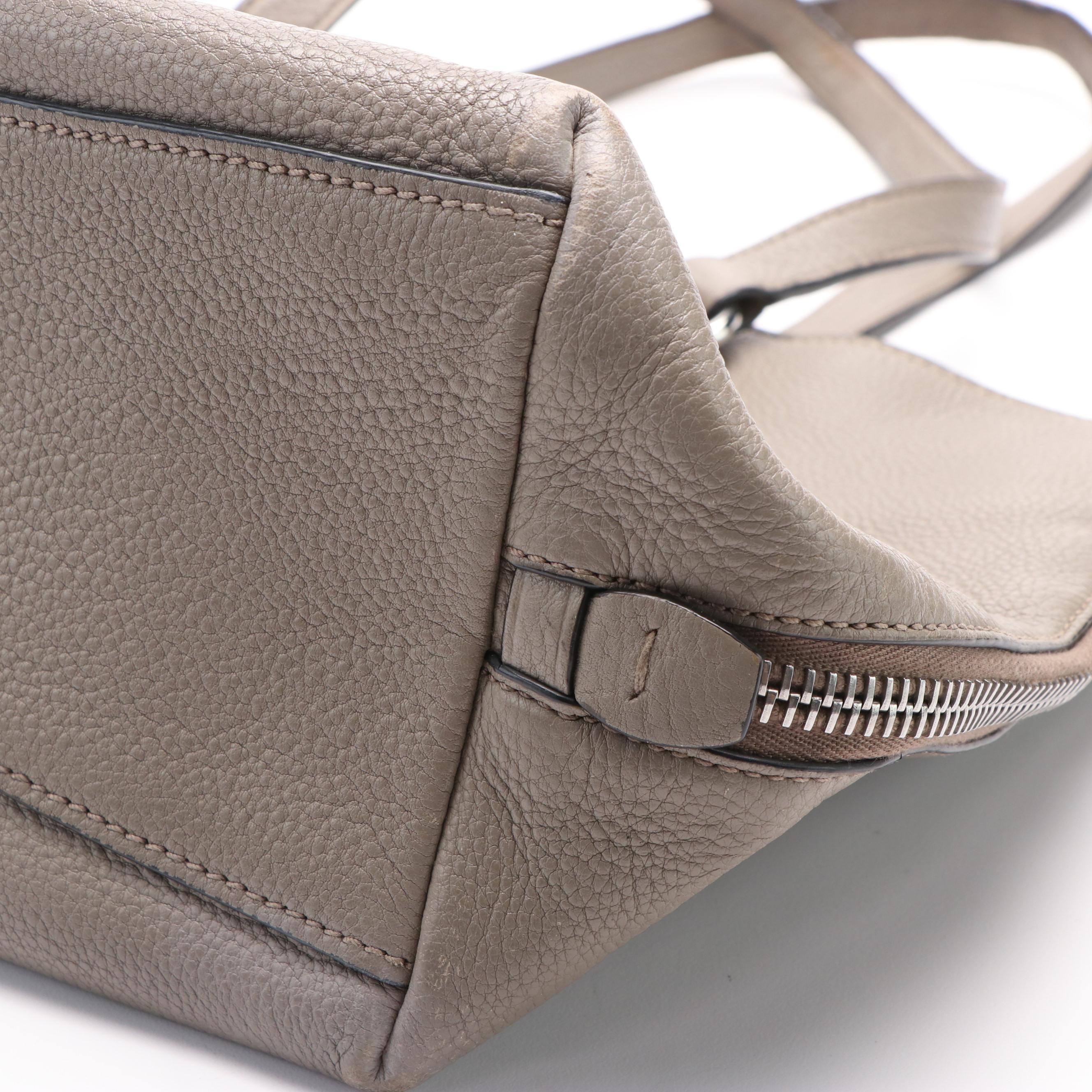 Prada Side Zip Shoulder Tote in Argilla Vitello Daino Leather