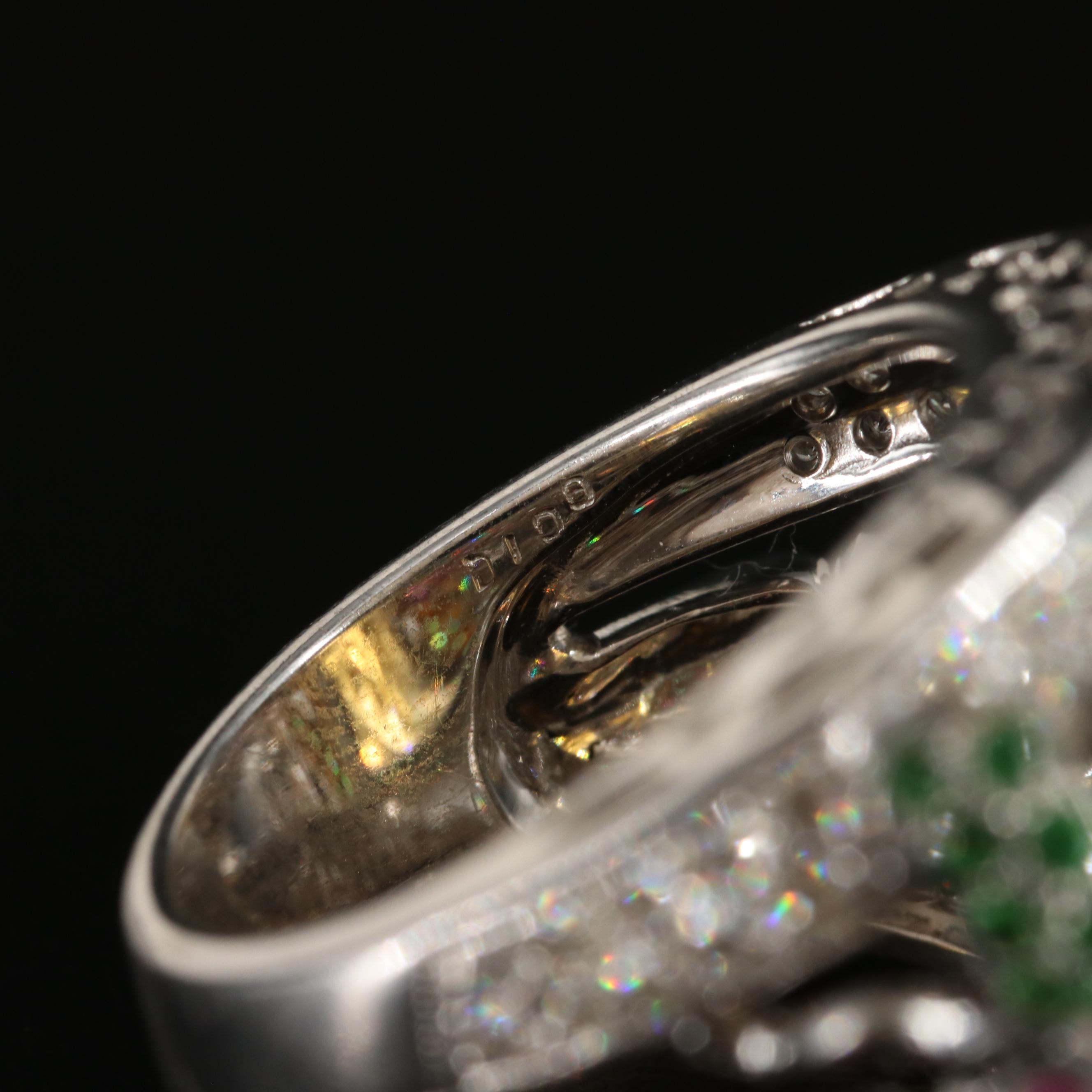 18K Citrine, Ruby , Tsavorite Garnet and 1.08 CTW Diamond Dragonfly Ring