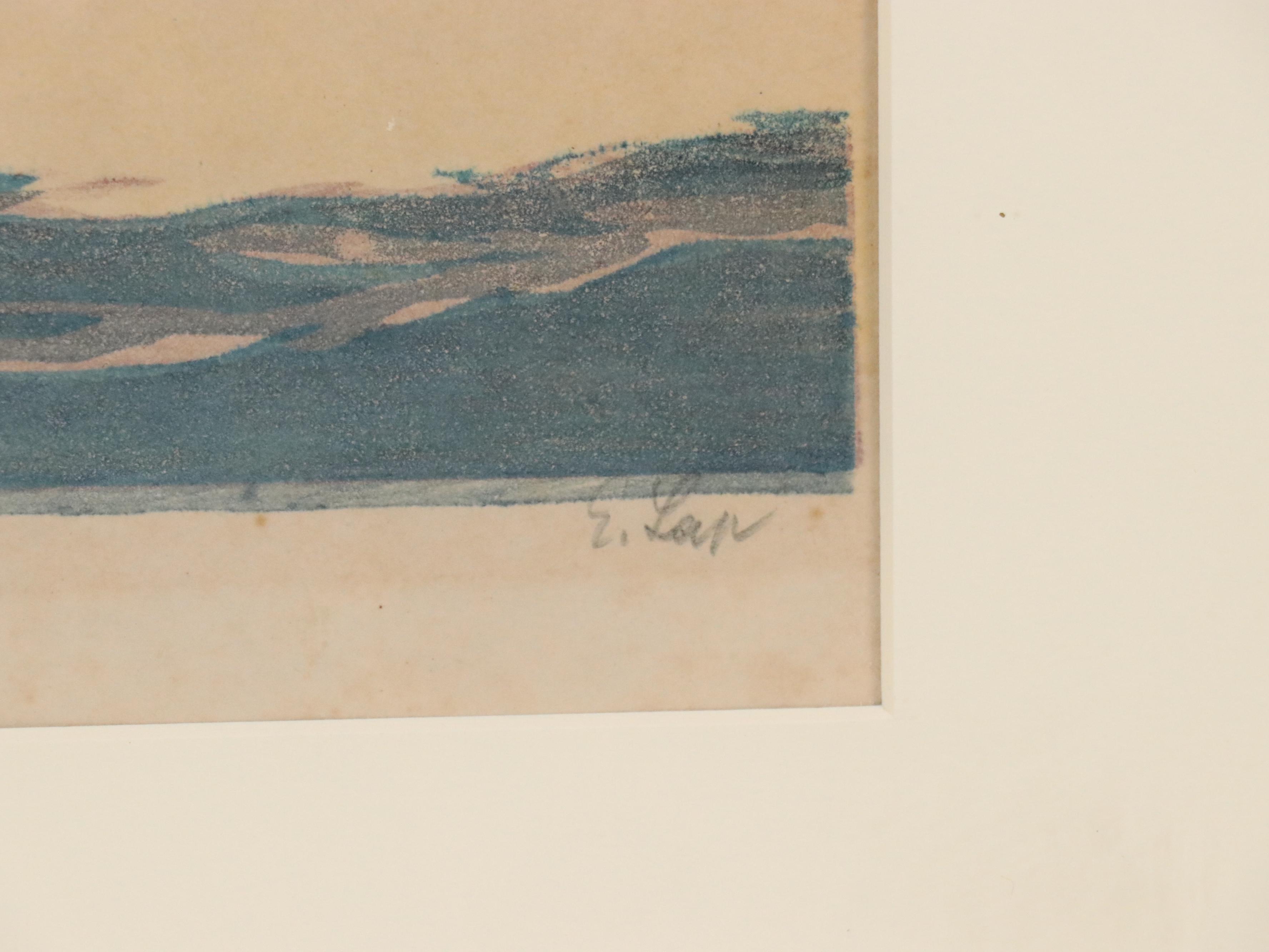 Engelbert Lap Woodcut "Winter Day," Mid-20th Century