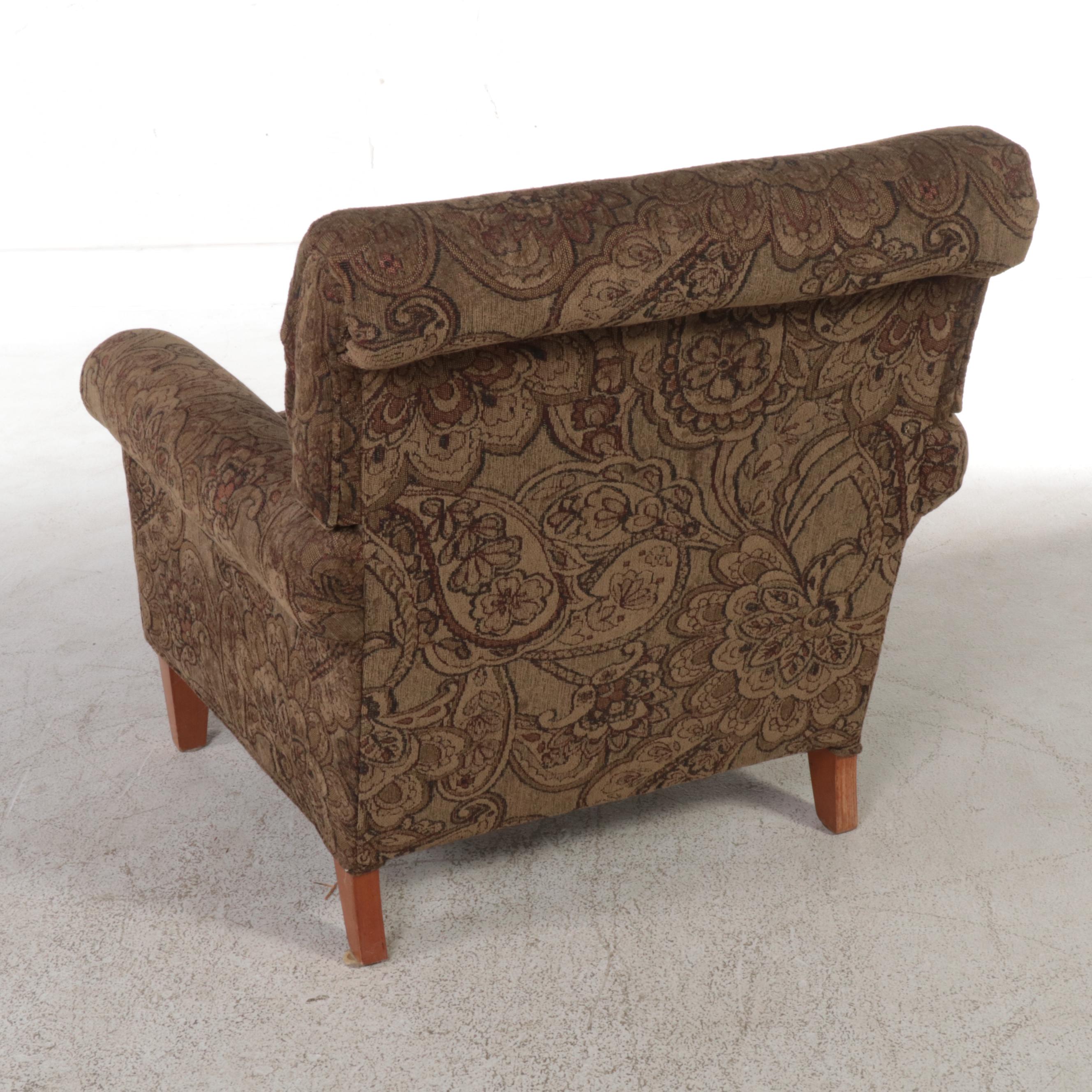 Sofa Express Contemporary Paisley Pattern Fabric Upholstered Lounge Chair